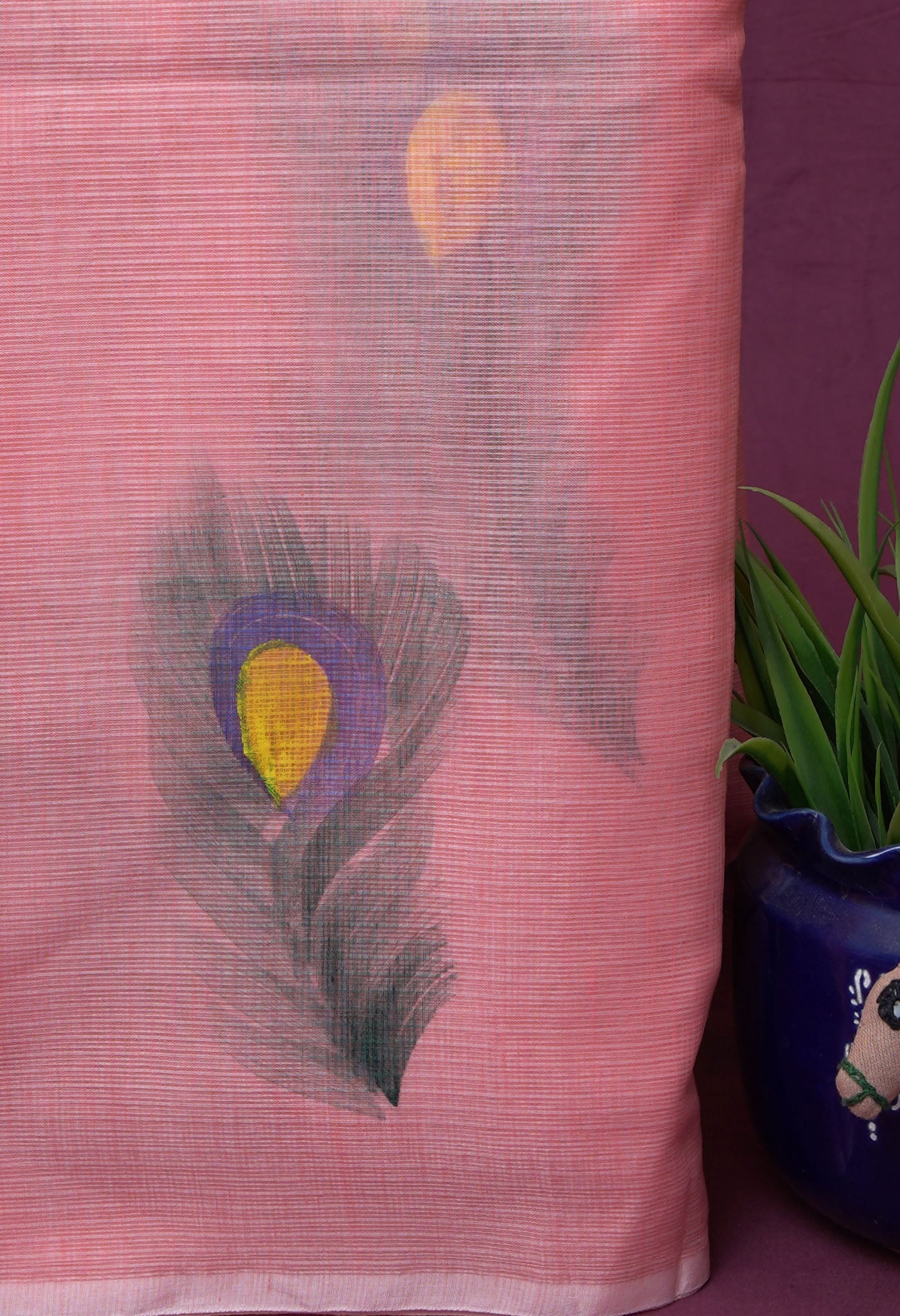 Orange Pure Hand Painted Doria Kota Saree-UNM83045