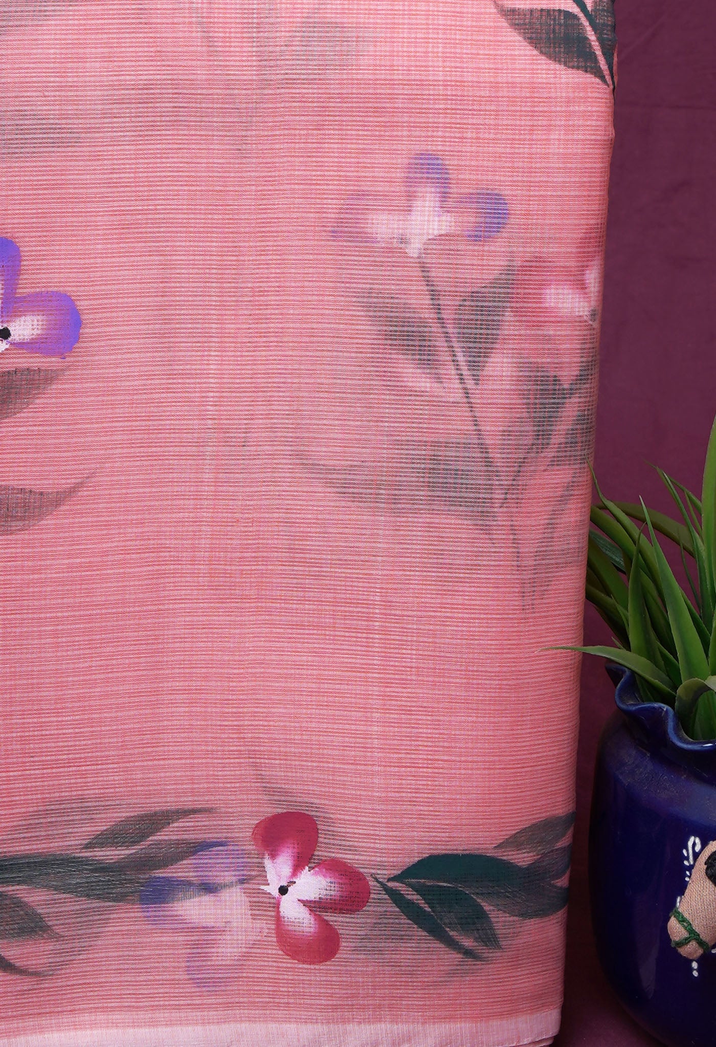 Orange Pure Hand Painted Doria Kota Saree-UNM83055