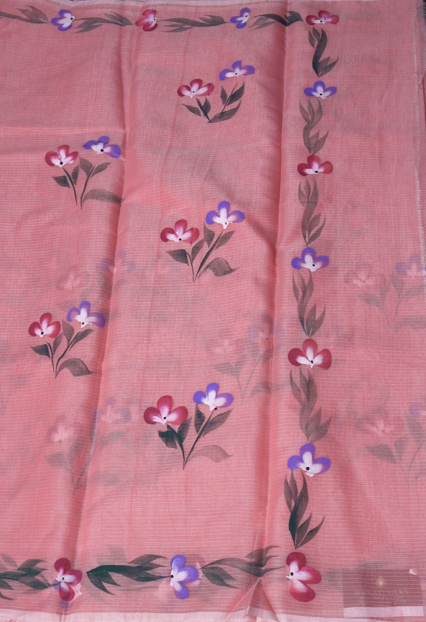 Orange Pure Hand Painted Doria Kota Saree-UNM83055