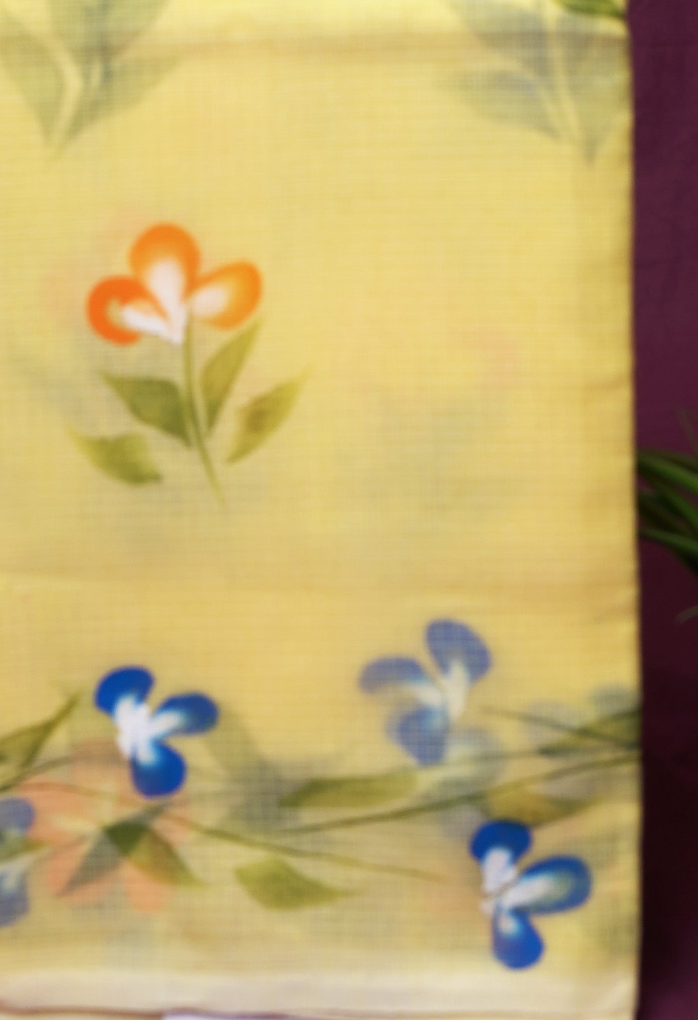 Yellow Pure Hand Painted Doria Kota Saree-UNM83063