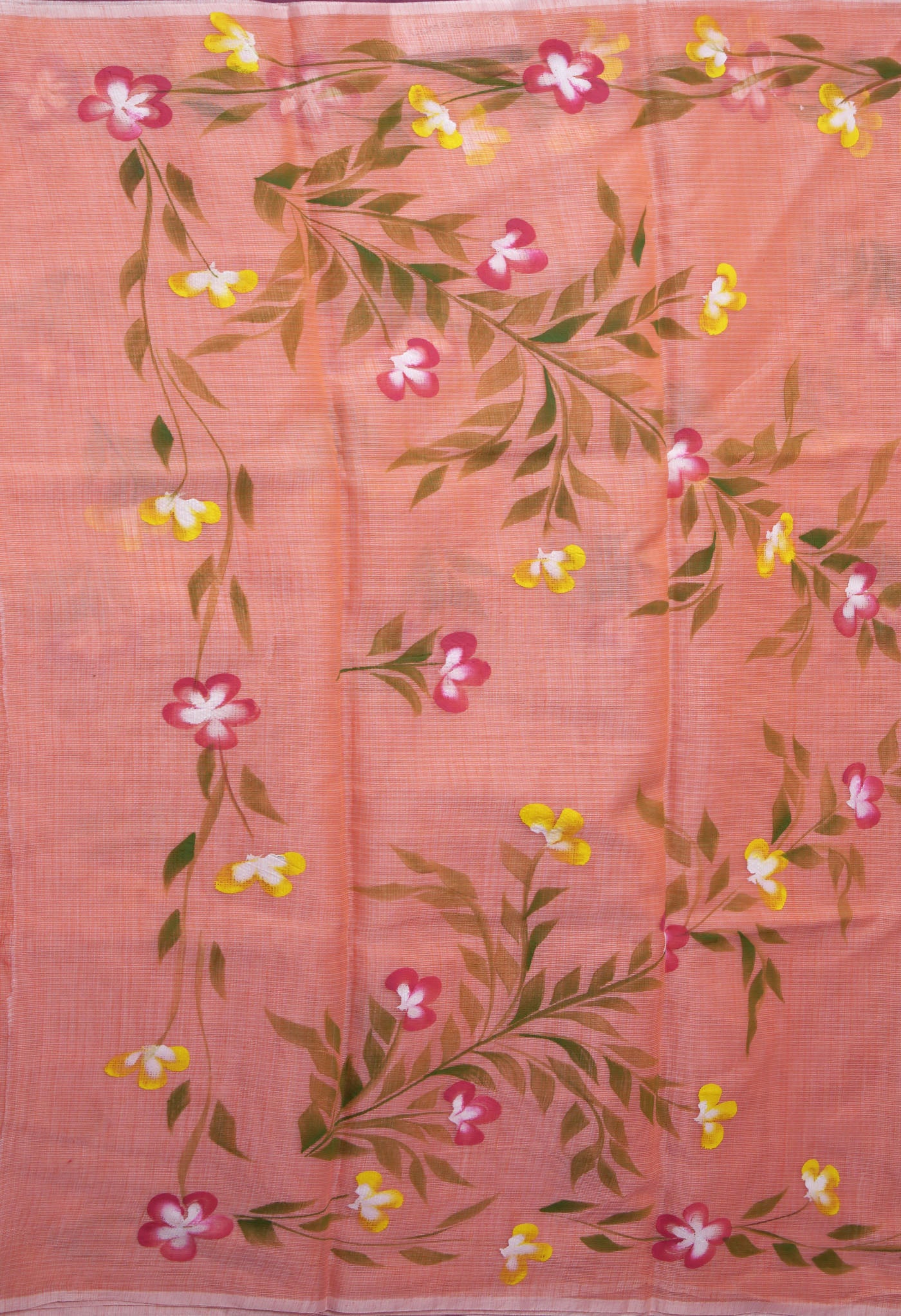 Orange Pure Hand Painted Doria Kota Saree-UNM83065