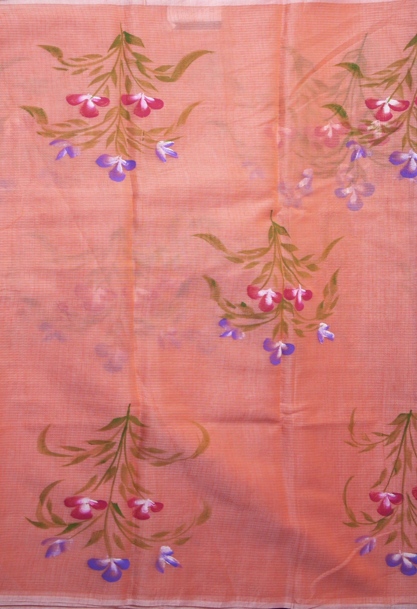 Orange Pure Hand Painted Doria Kota Saree-UNM83069
