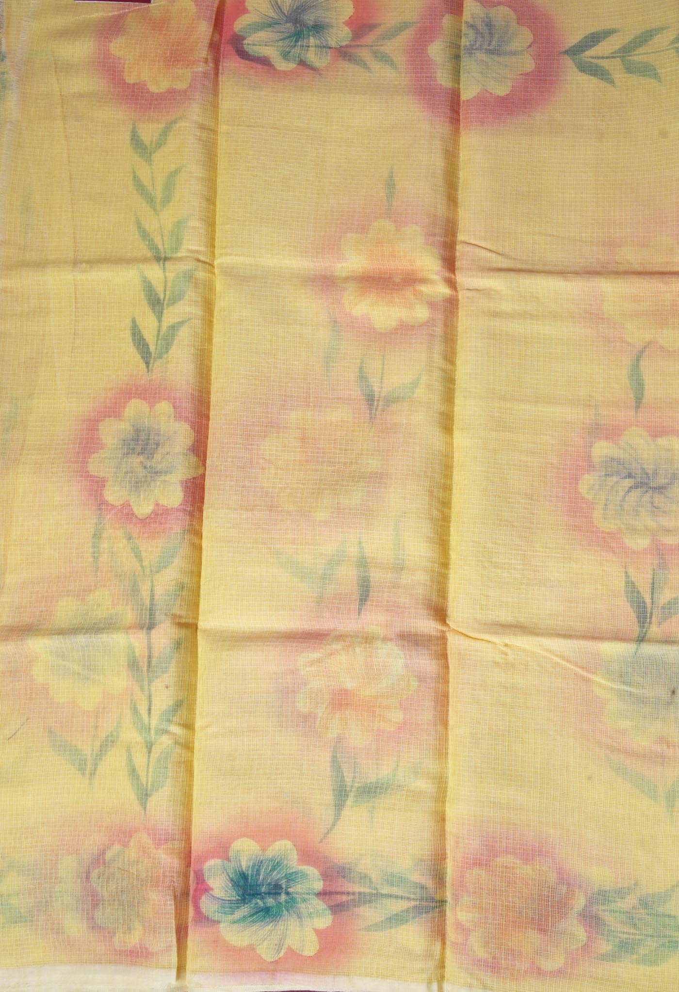 Yellow Pure Hand Painted Doria Kota Saree-UNM83072