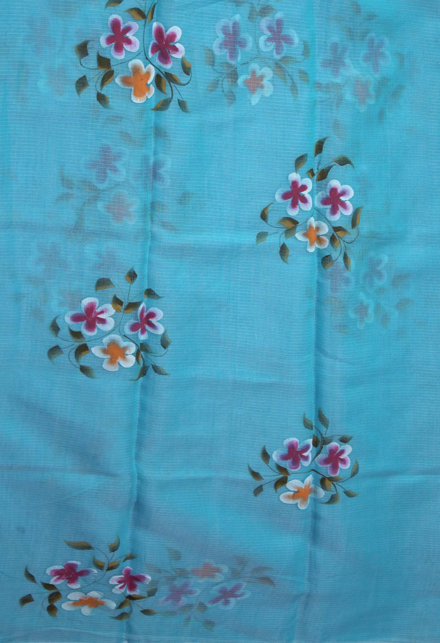 Blue Pure Hand Painted Doria Kota Saree-UNM83074