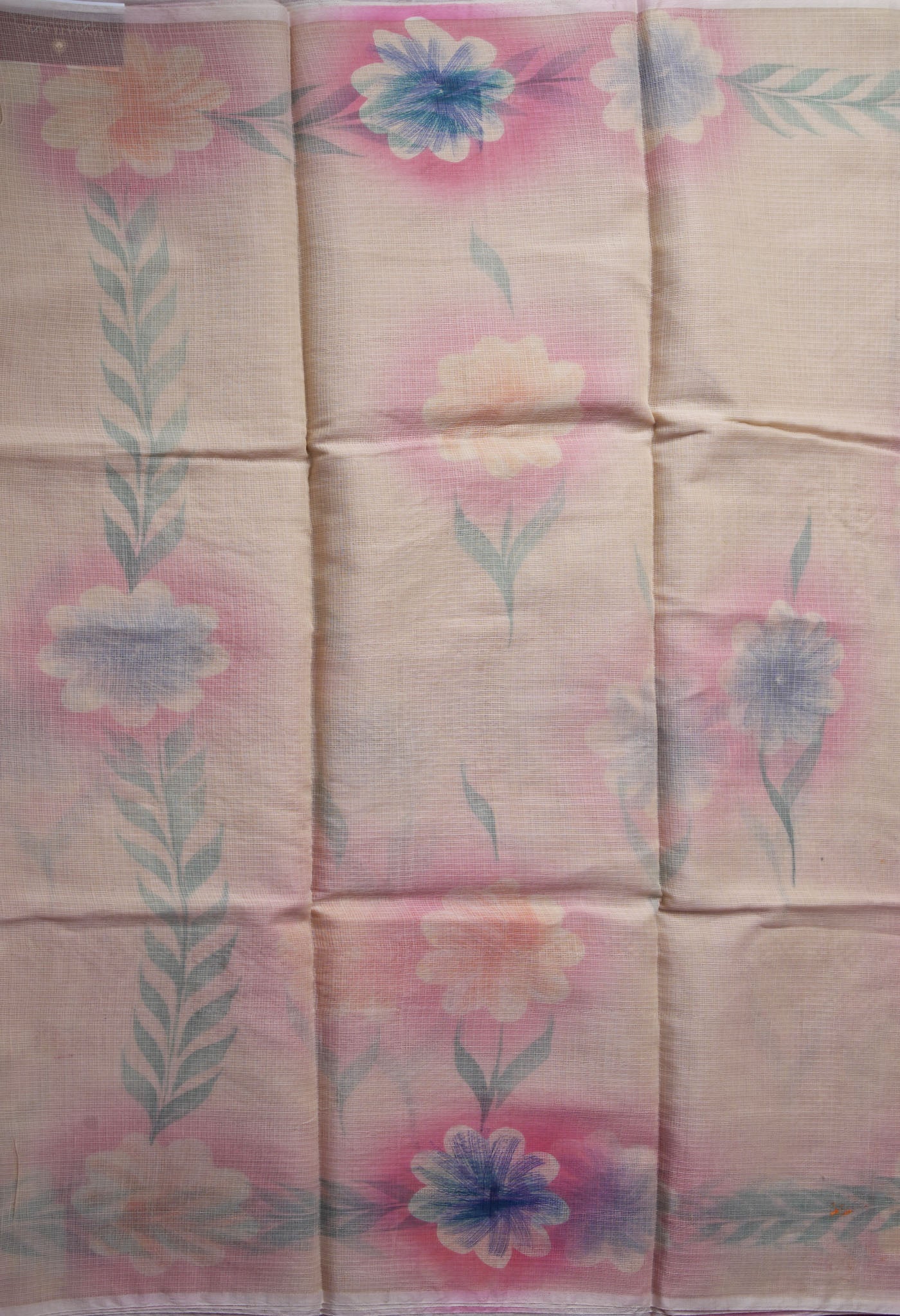 Cream Pure Hand Painted Doria Kota Saree-UNM83075