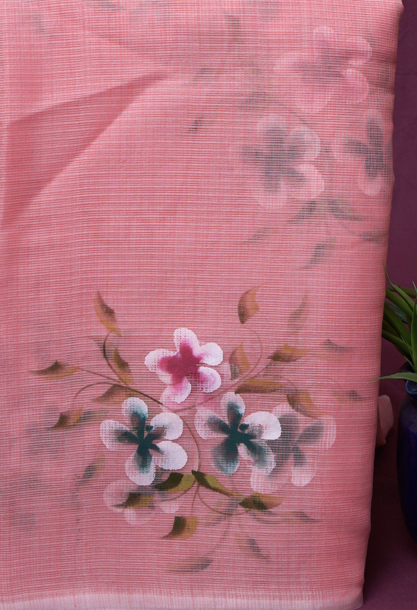 Orange Pure Hand Painted Doria Kota Saree-UNM83080