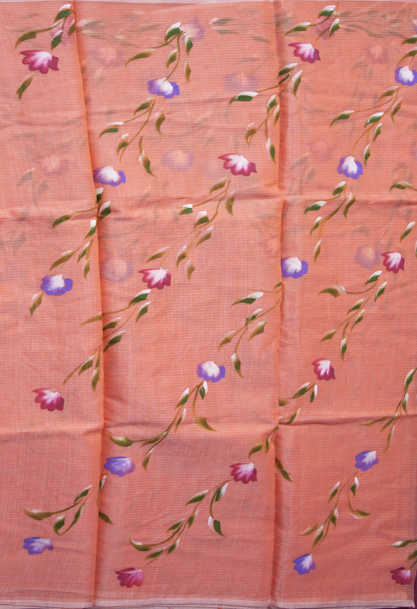 Orange Pure Hand Painted Doria Kota Saree-UNM83084