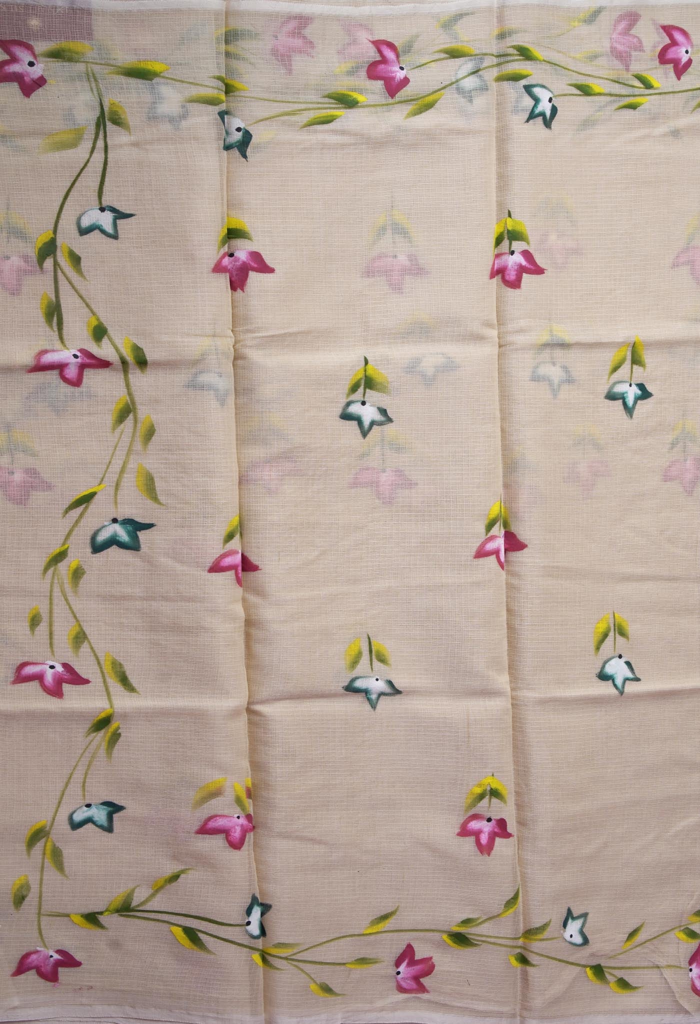Cream Pure Hand Painted Doria Kota Saree-UNM83089