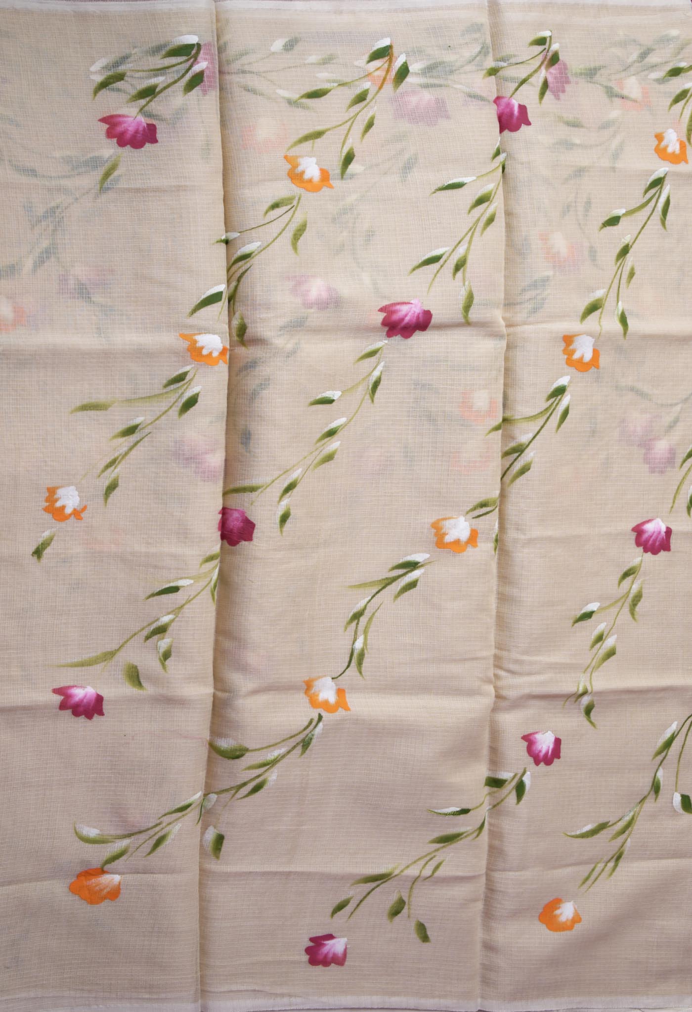 Cream Pure Hand Painted Doria Kota Saree-UNM83091