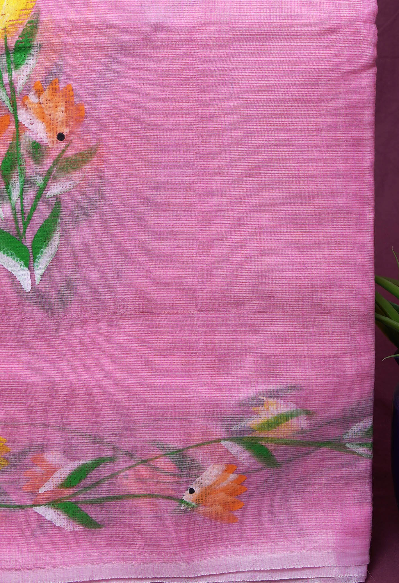 Pink Pure Hand Painted Doria Kota Saree-UNM83095