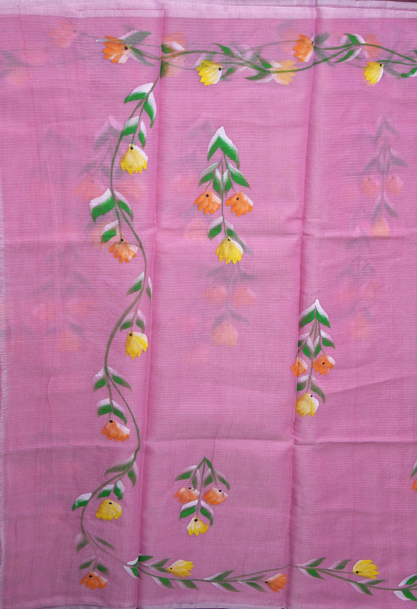 Pink Pure Hand Painted Doria Kota Saree-UNM83095