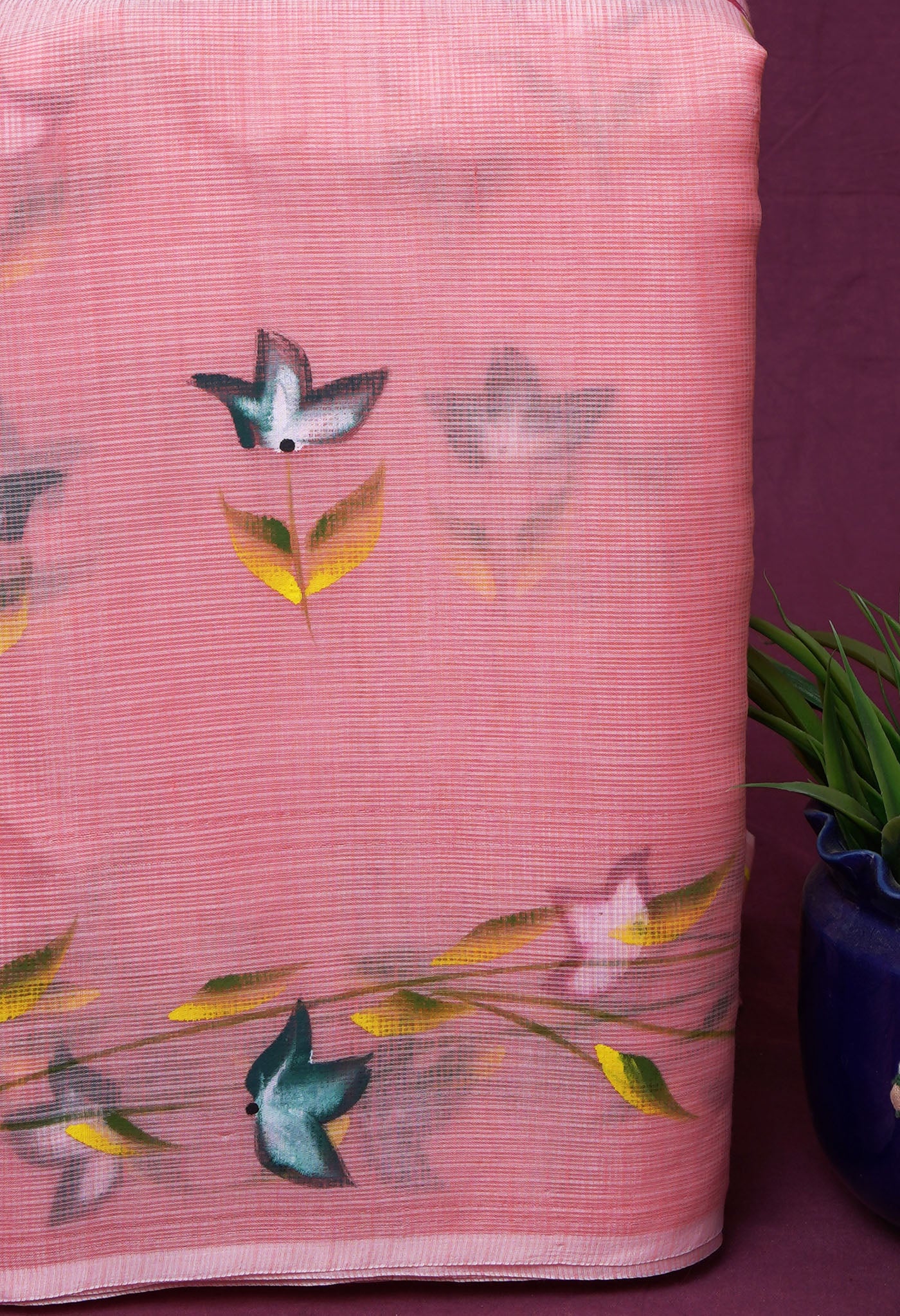 Orange Pure Hand Painted Doria Kota Saree-UNM83102