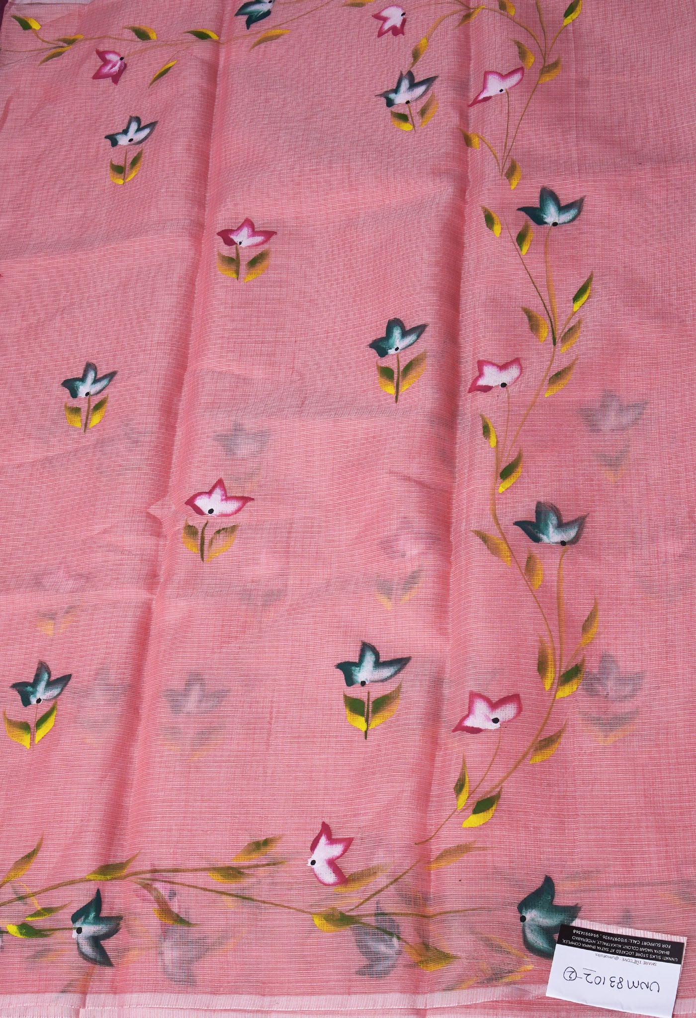 Orange Pure Hand Painted Doria Kota Saree-UNM83102