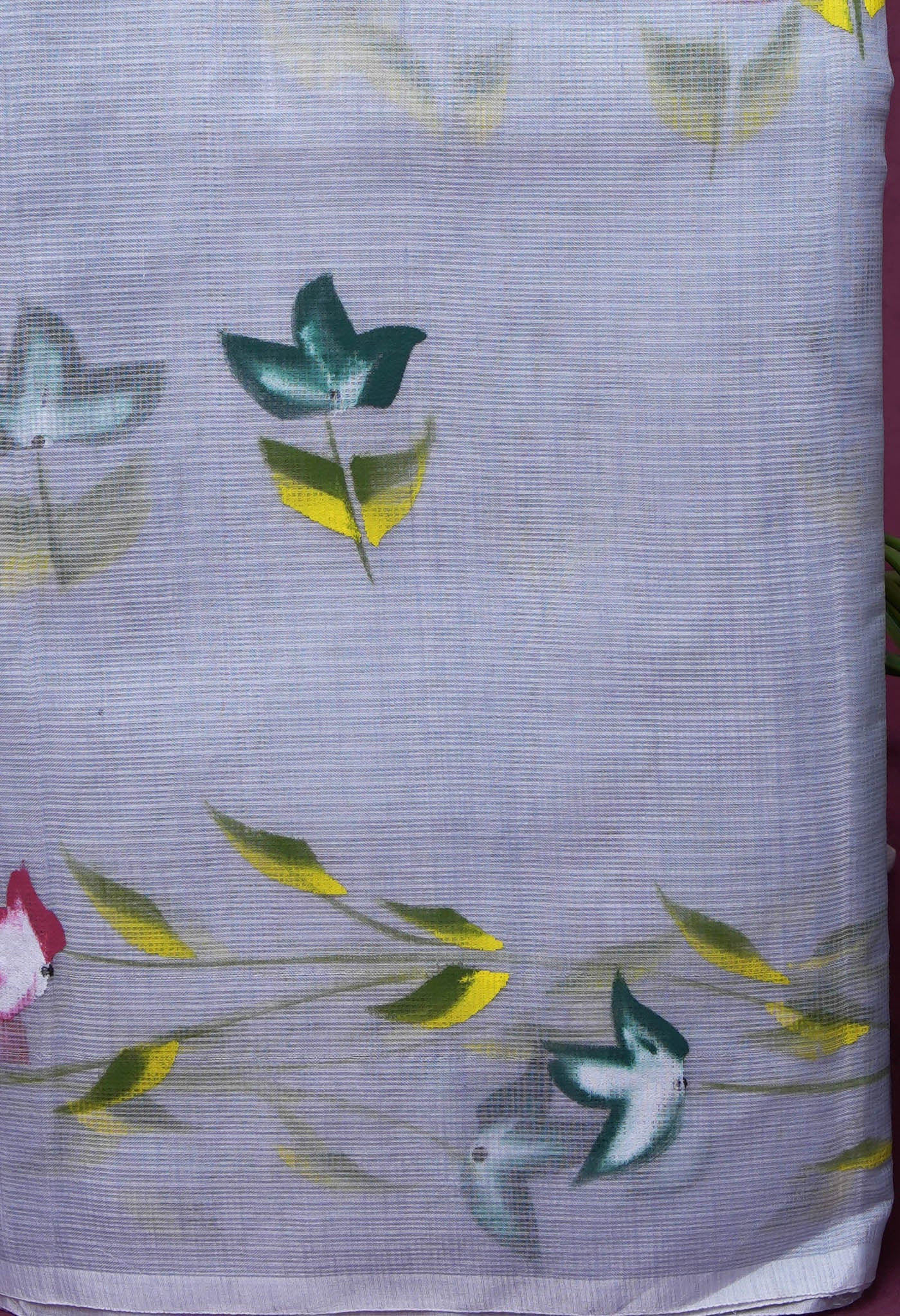 Grey Pure Hand Painted Doria Kota Saree-UNM83109