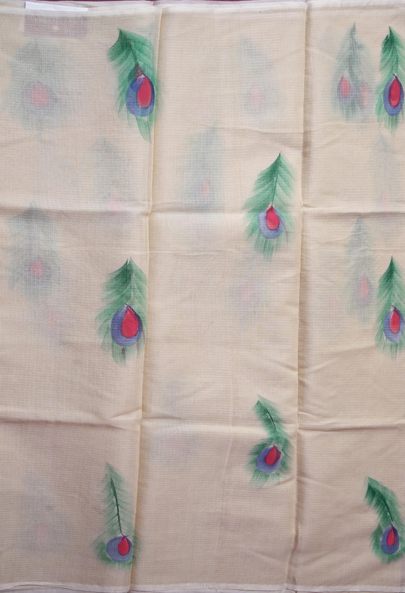 Cream Pure Hand Painted Doria Kota Saree-UNM83112