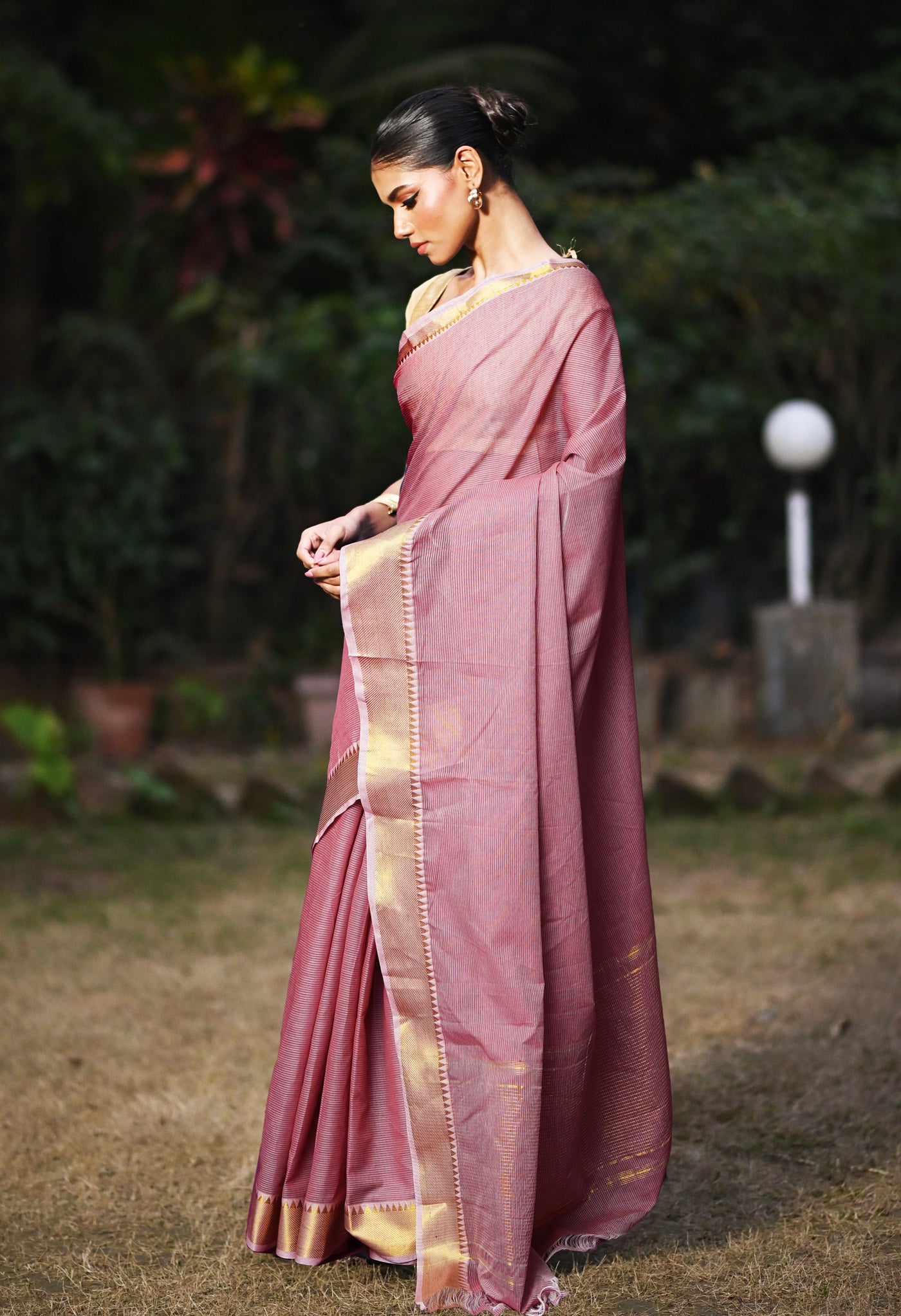 Maroon Pure Plain Pavani Mangalgiri Cotton Saree-UNM83176