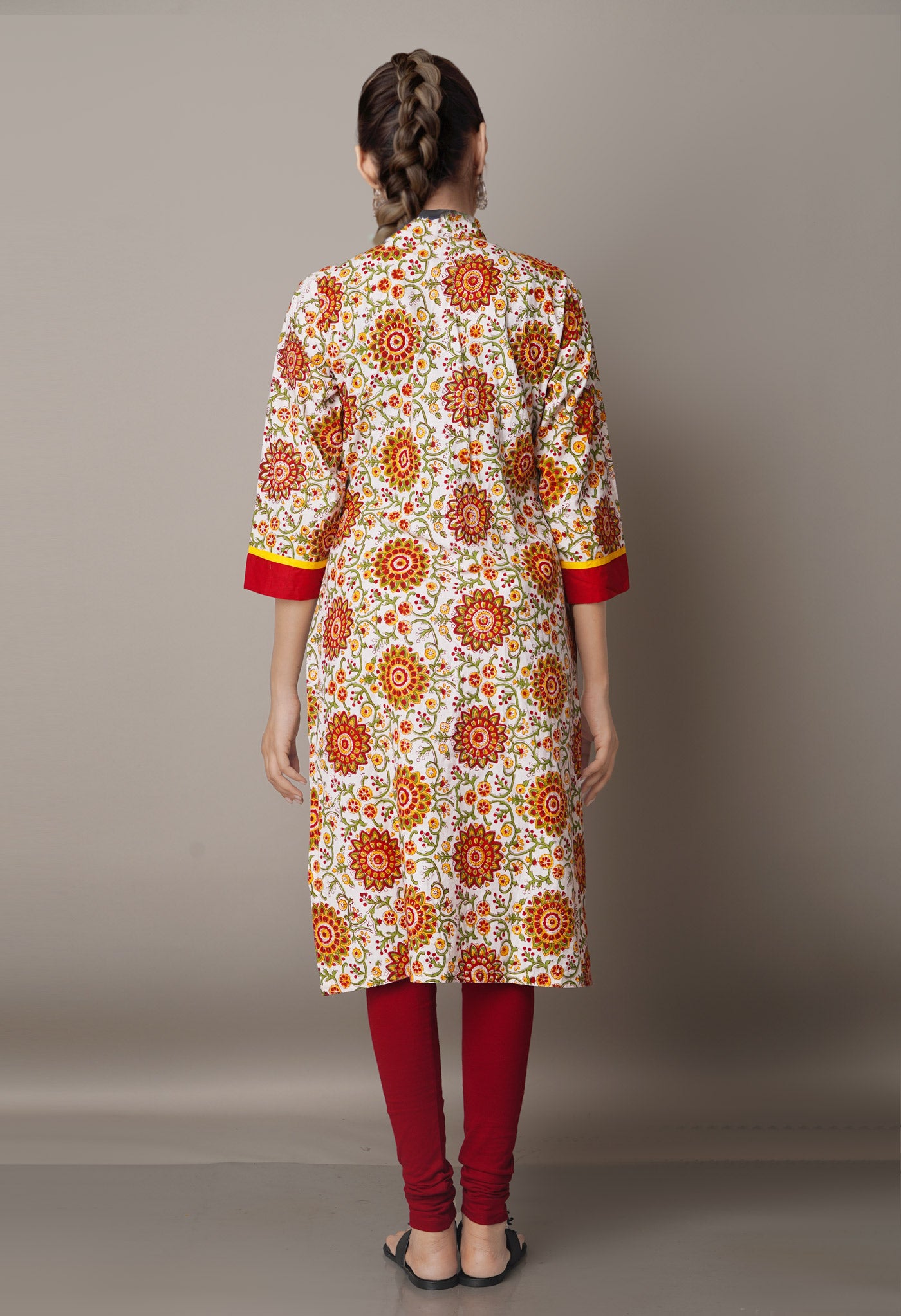 Ivory Pure Kalamkari Floral Printed Cotton Kurta-PKK1632