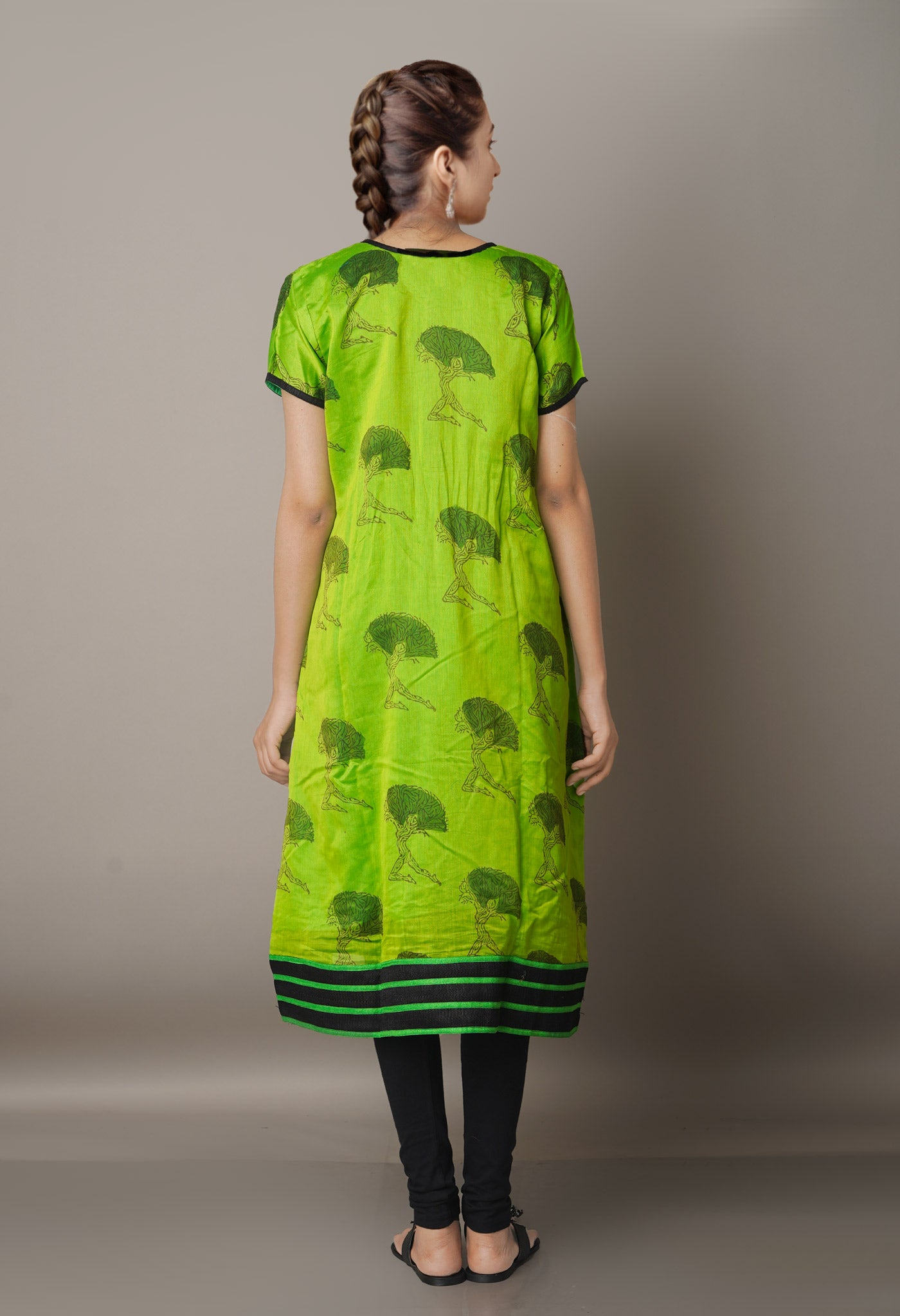 Parrot Green Pure Handloom Chanderi Kurta-PKK1662