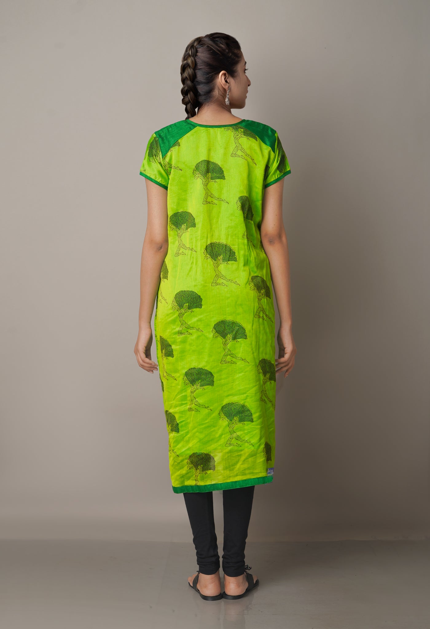 Parrot Green Pure Handloom Chanderi Kurta