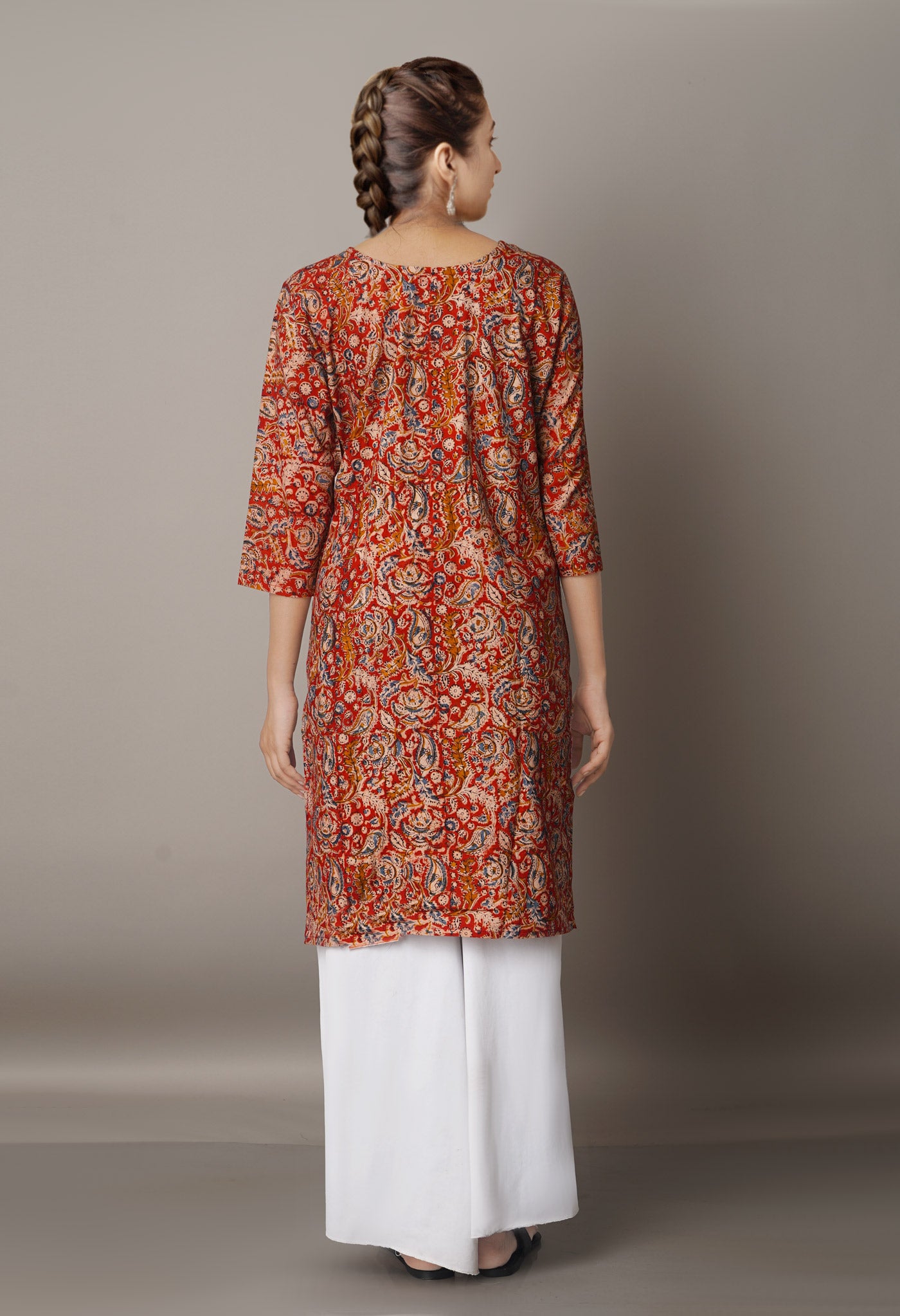 Maroon Kalamkari Printed Cotton Kurta- PKK1725
