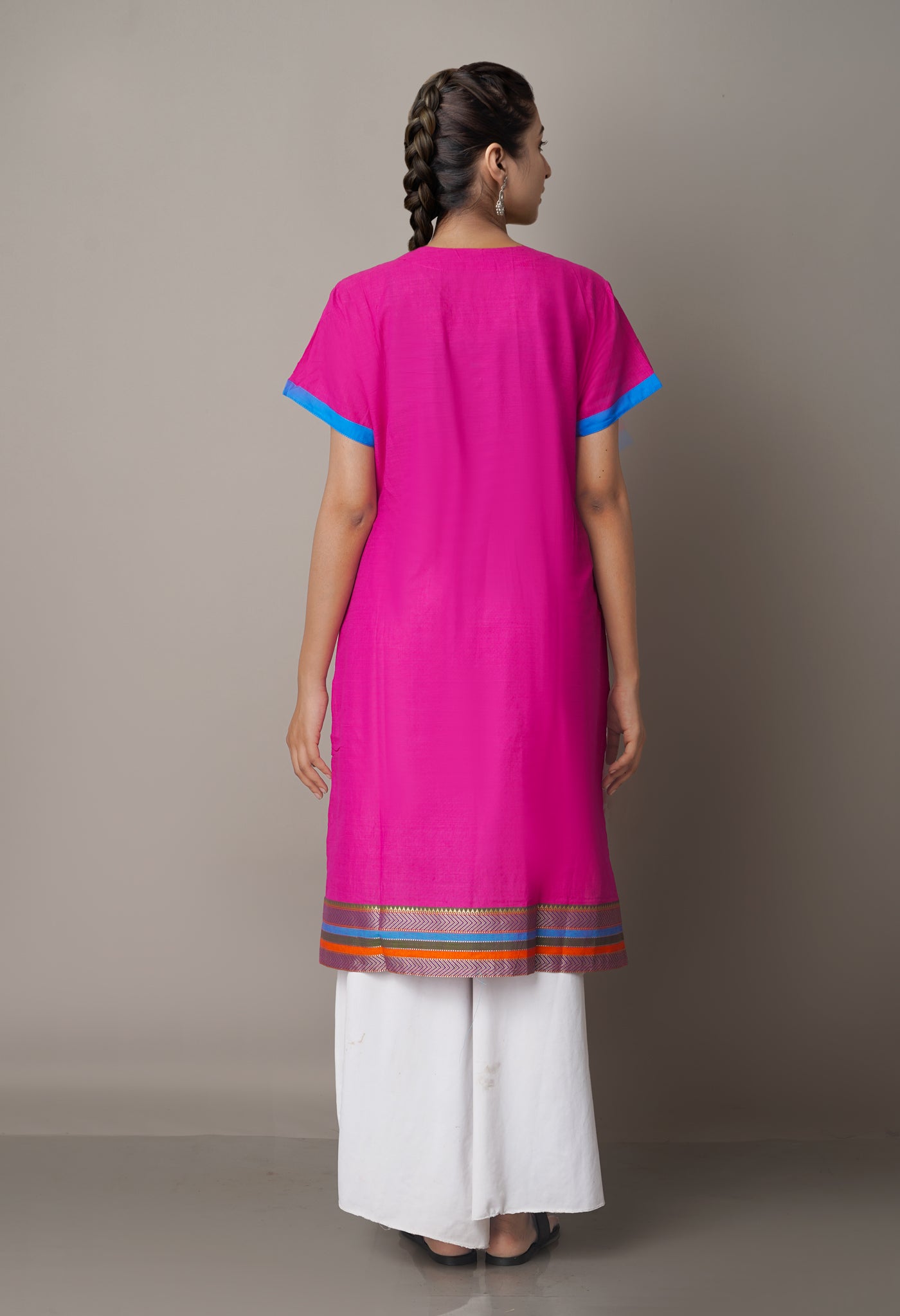 PKK749-Pracheen kala pink Mangalagiri cotton kurti