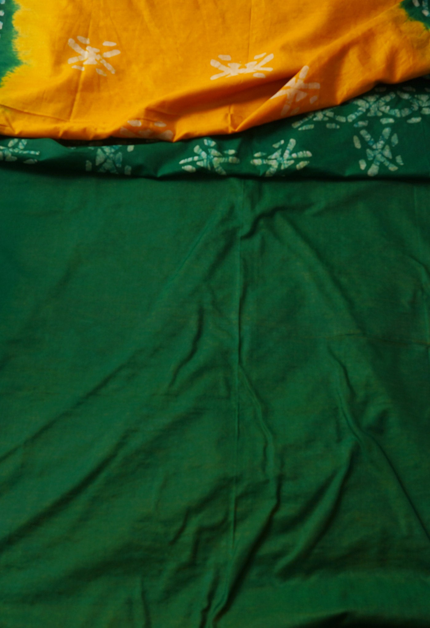Yellow-Green Pure Batik Chanderi  Silk Saree-UNM67252