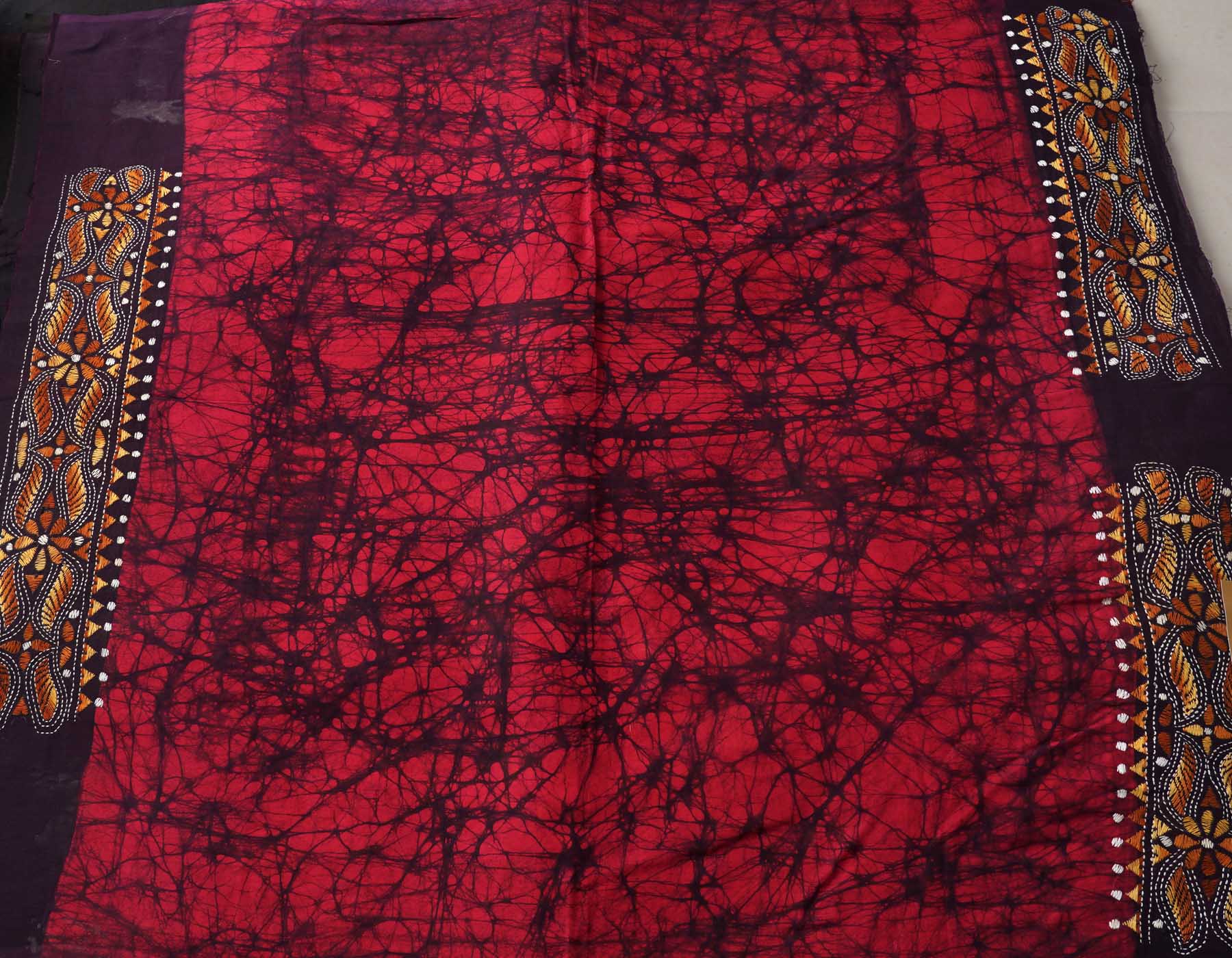 Pink Pure Batik Kantha Work Cotton Blouse Fabric (1MTR)-KTR1504