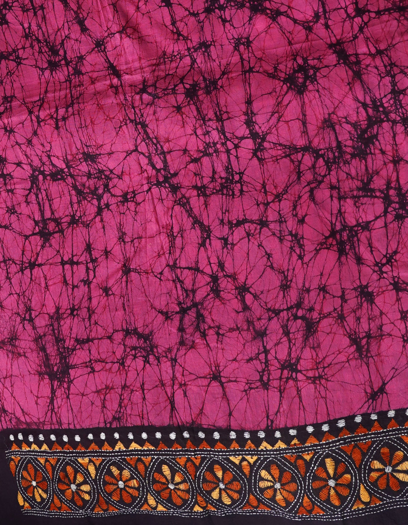 Pink Pure Batik Kantha Work Cotton Blouse Fabric (1MTR)-KTR1517