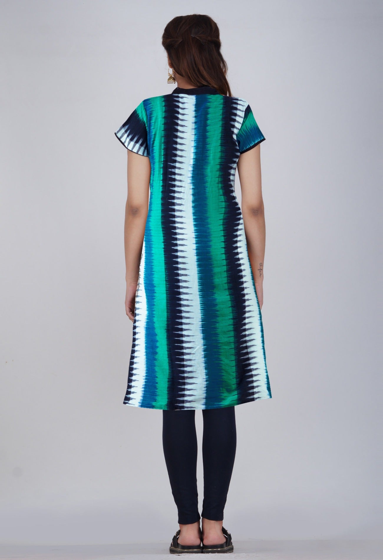 PKK1395-Sloka Weaves Multicolor Pure Handloom Pochampally Cotton Kurta