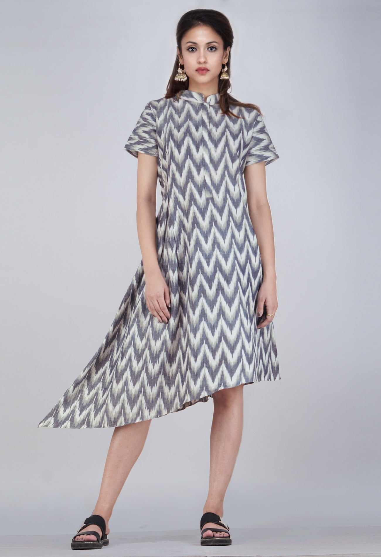 Online Shopping for Sloka Weaves Cream-Black Pure Handloom Pochampally Cotton Kurta with Tie-Dye Ikat from Andhra Pradesh at Unnatisilks.com, India