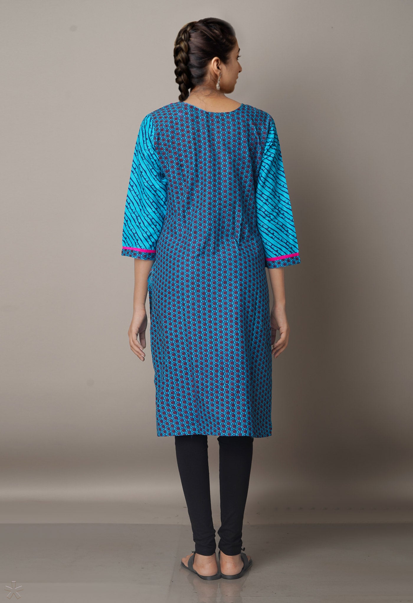 PKK452-Sloka Weaves sea blue Rajasthani cotton kurta