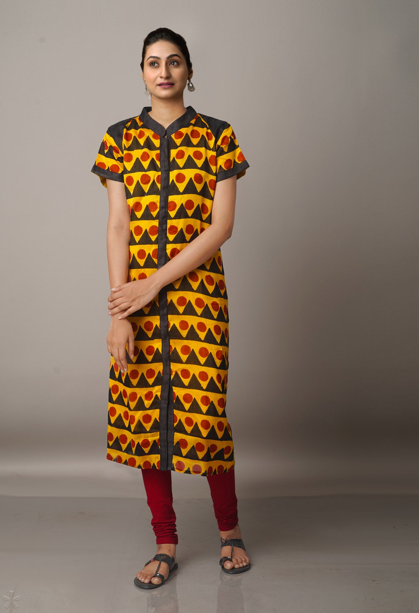 Yellow Pure Handloom Chanderi Kurta-PKK1692