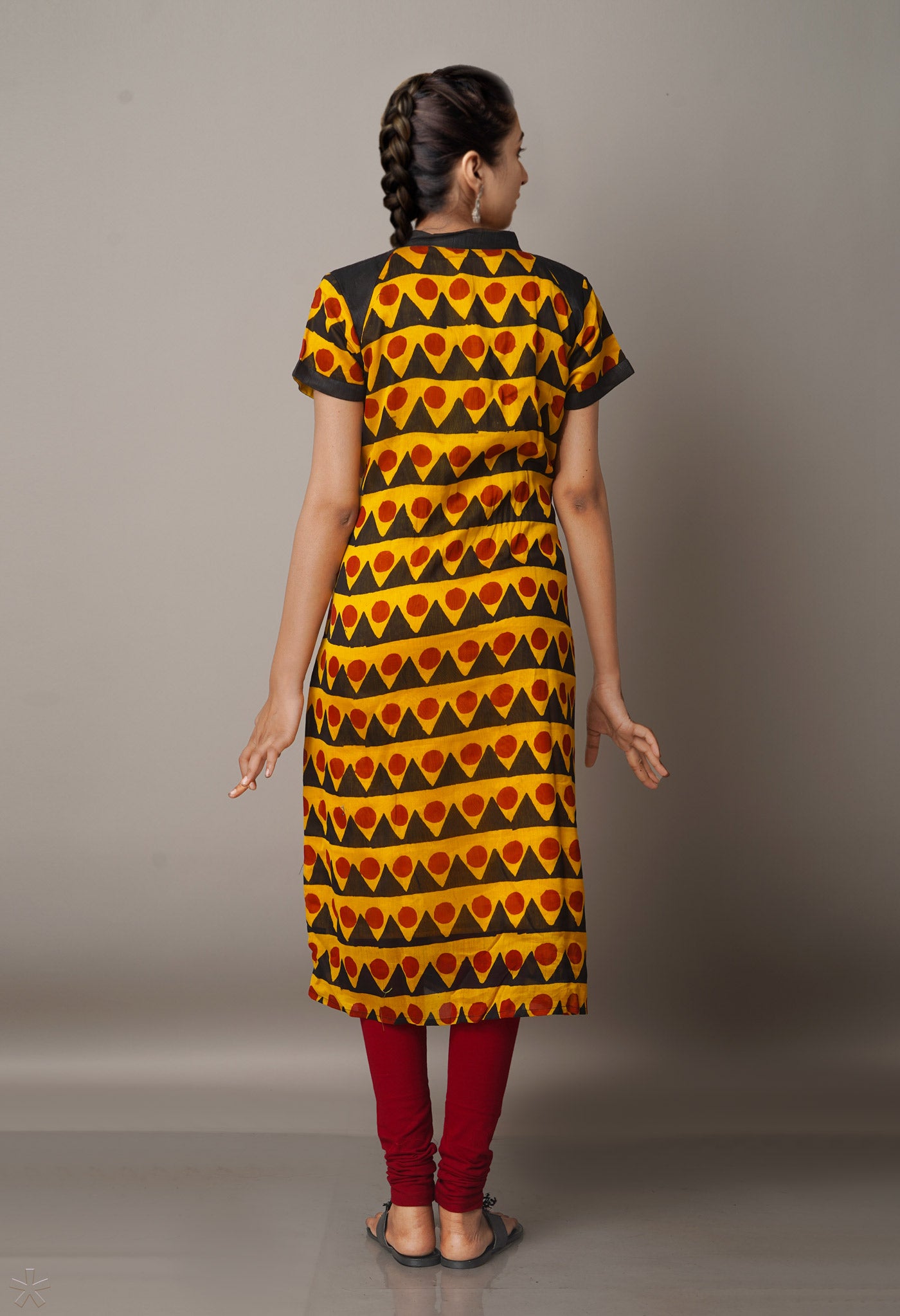 Yellow Pure Handloom Chanderi Kurta-PKK1692