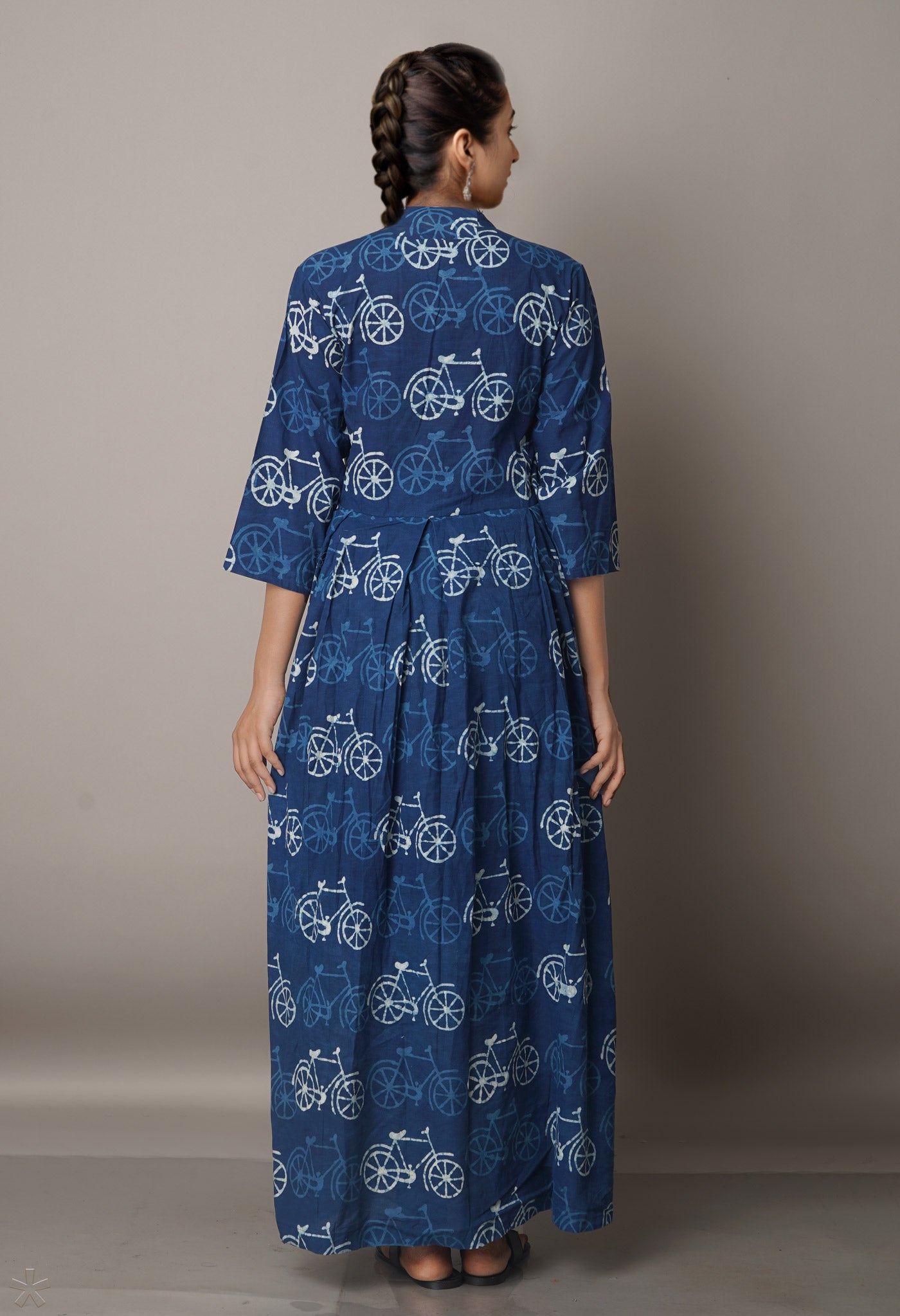 Indigo Pure Bagru Cotton Long Kurta-PKK1729