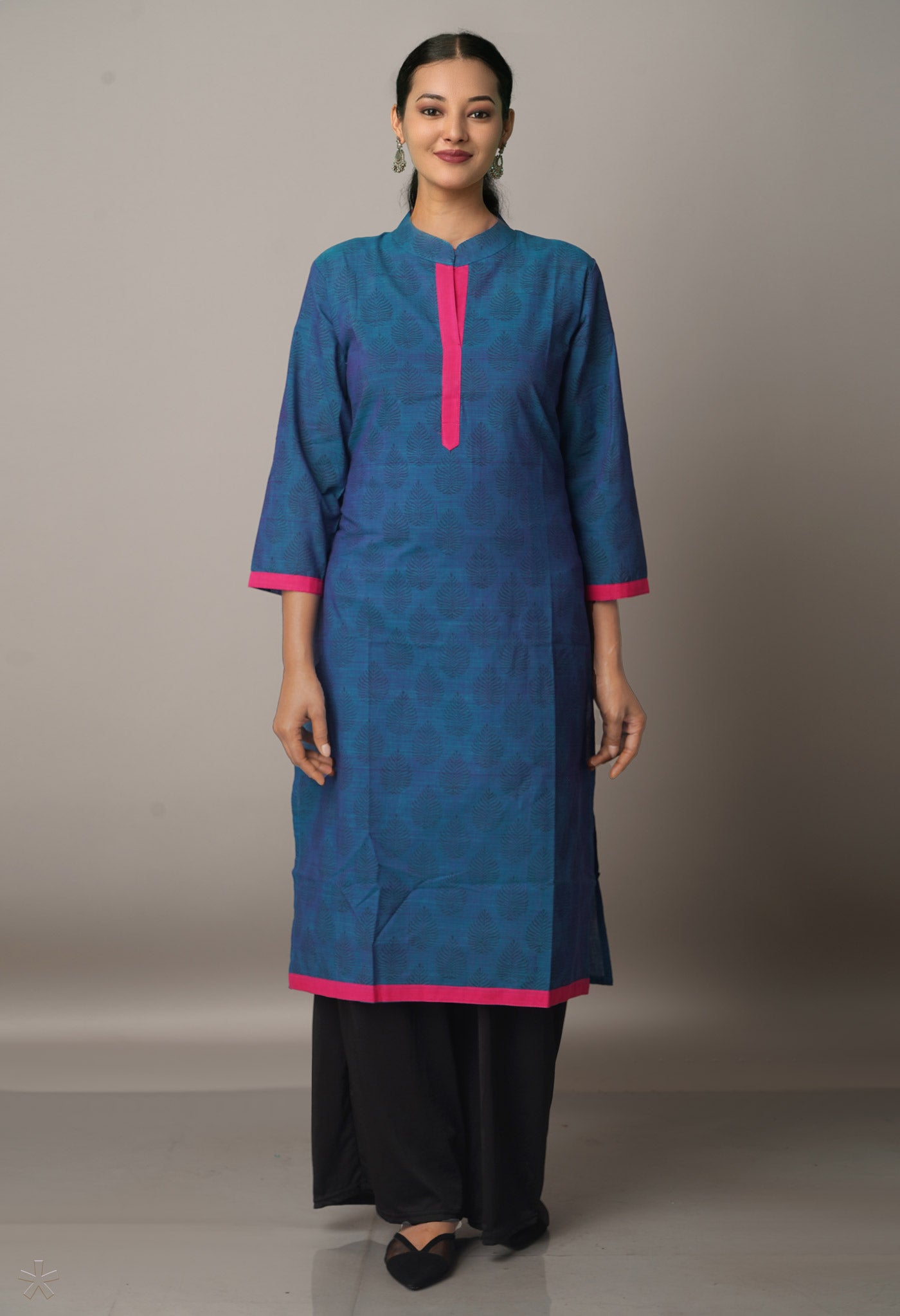 Blue Pure Mangalagiri Cotton Kurta-PKK1832