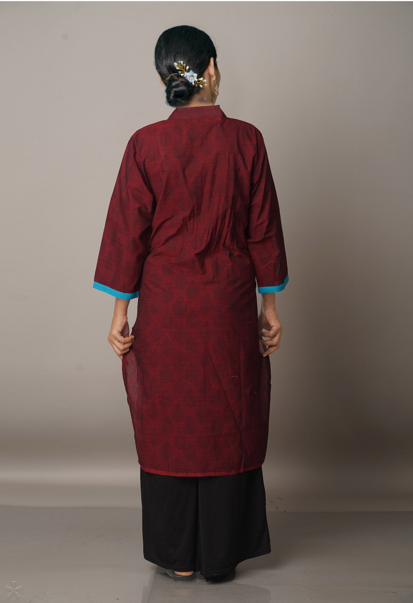 Maroon Pure Mangalagiri Cotton Kurta-PKK1835