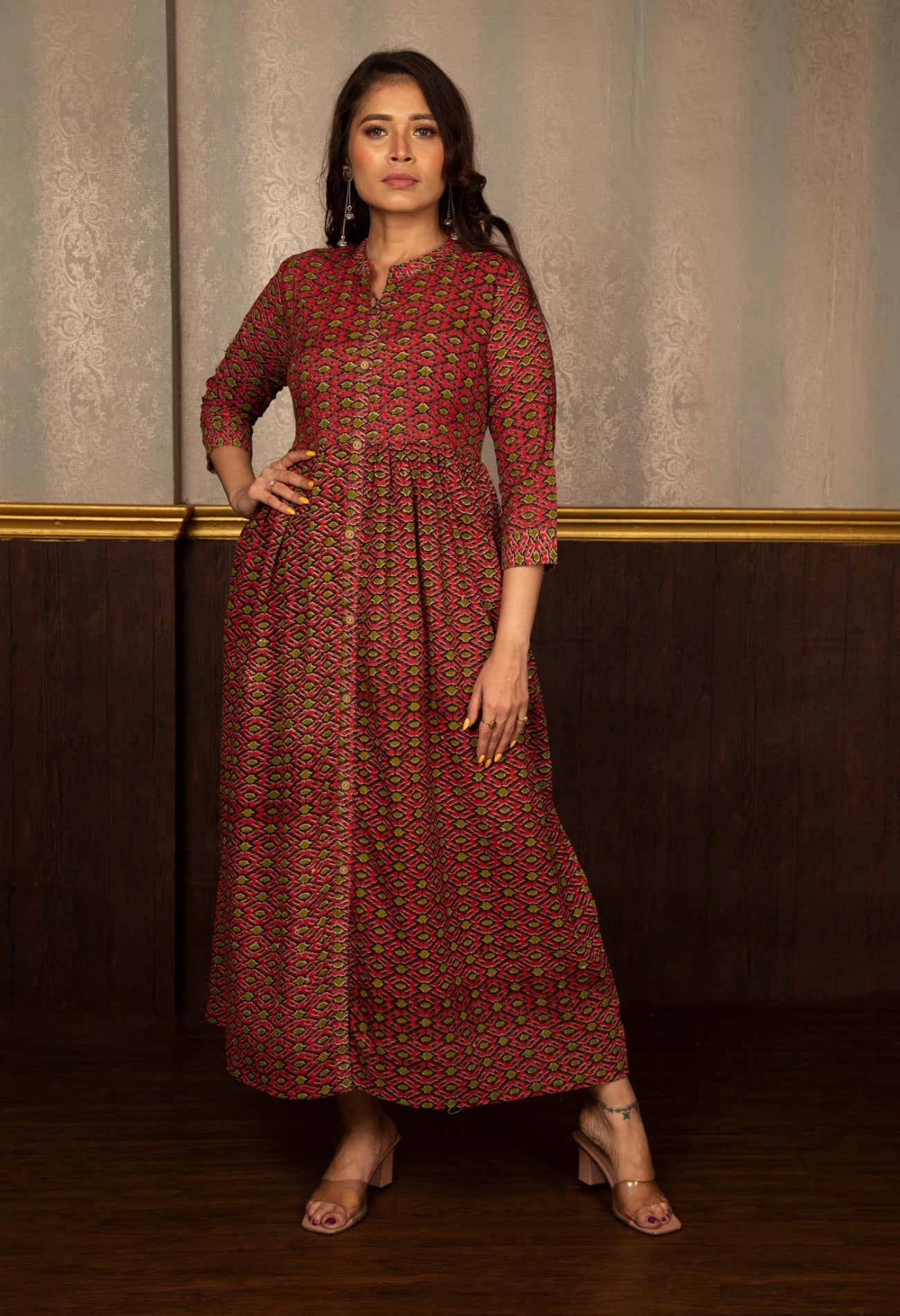 Multi Pure Ikat Cotton Long Kurta-PKK1845