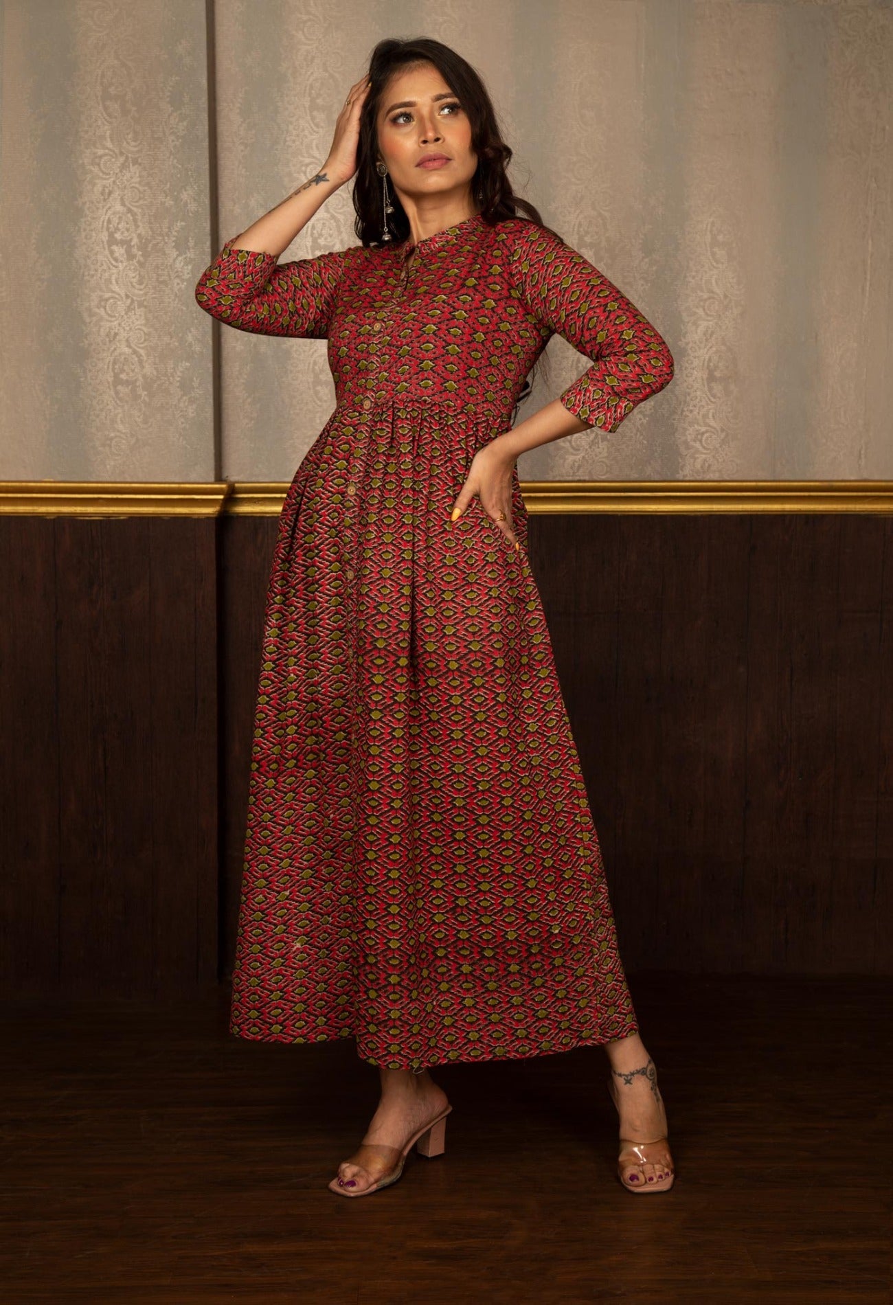 Multi Pure Ikat Cotton Long Kurta-PKK1845