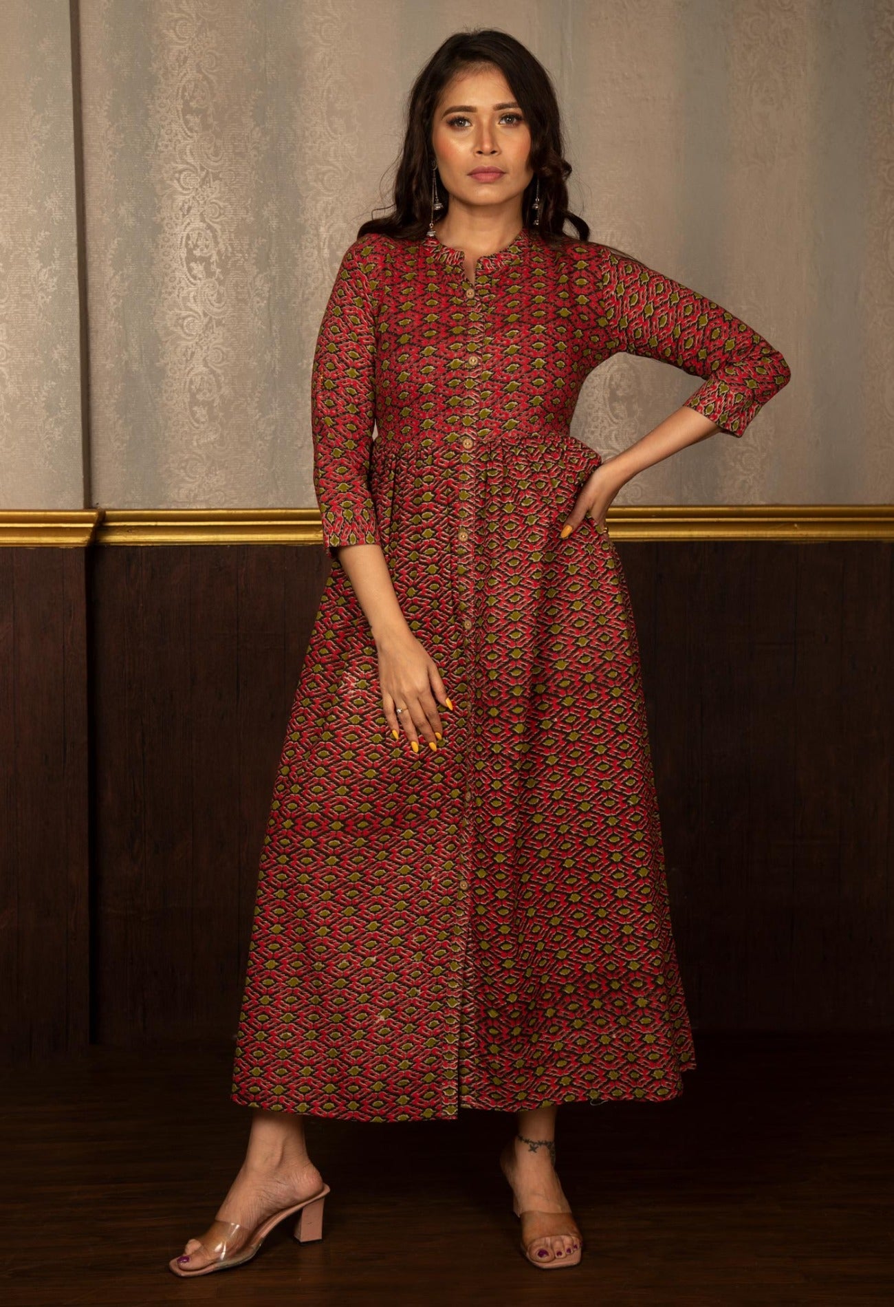 Multi Pure Ikat Cotton Long Kurta-PKK1845