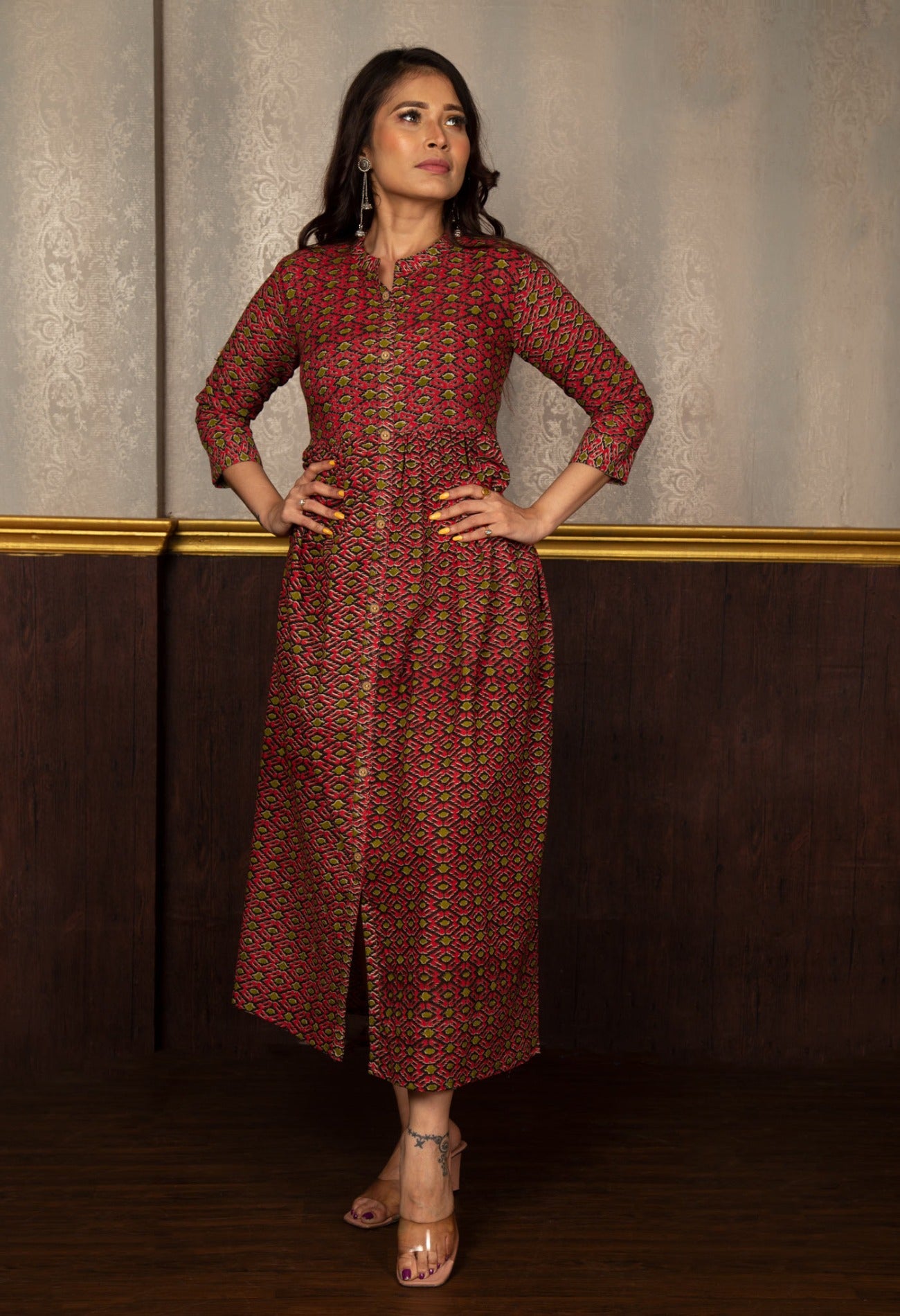 Multi Pure Ikat Cotton Long Kurta-PKK1845
