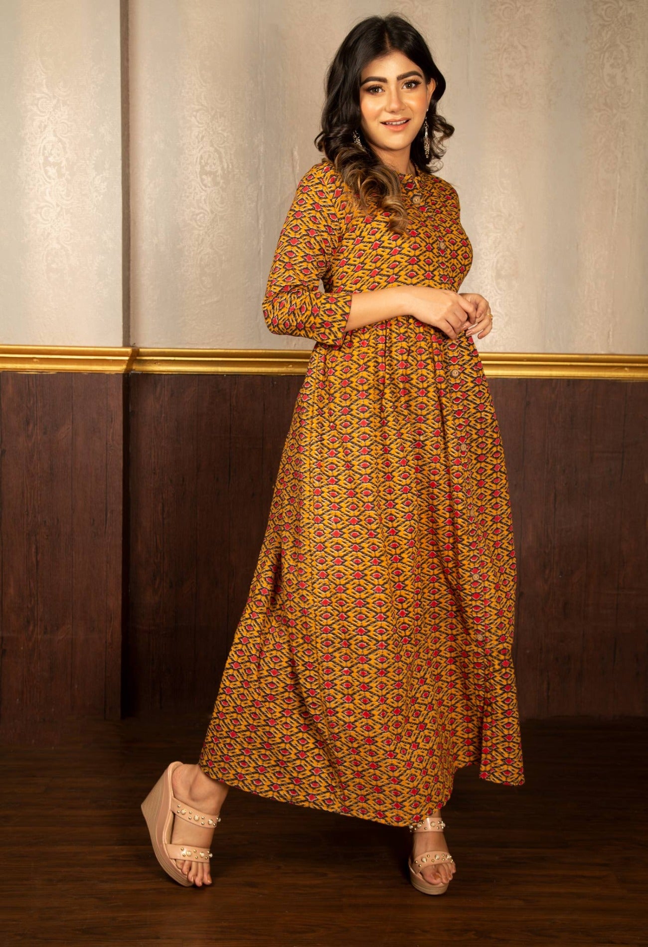 Multi Pure Ikat Cotton Long Kurta-PKK1848