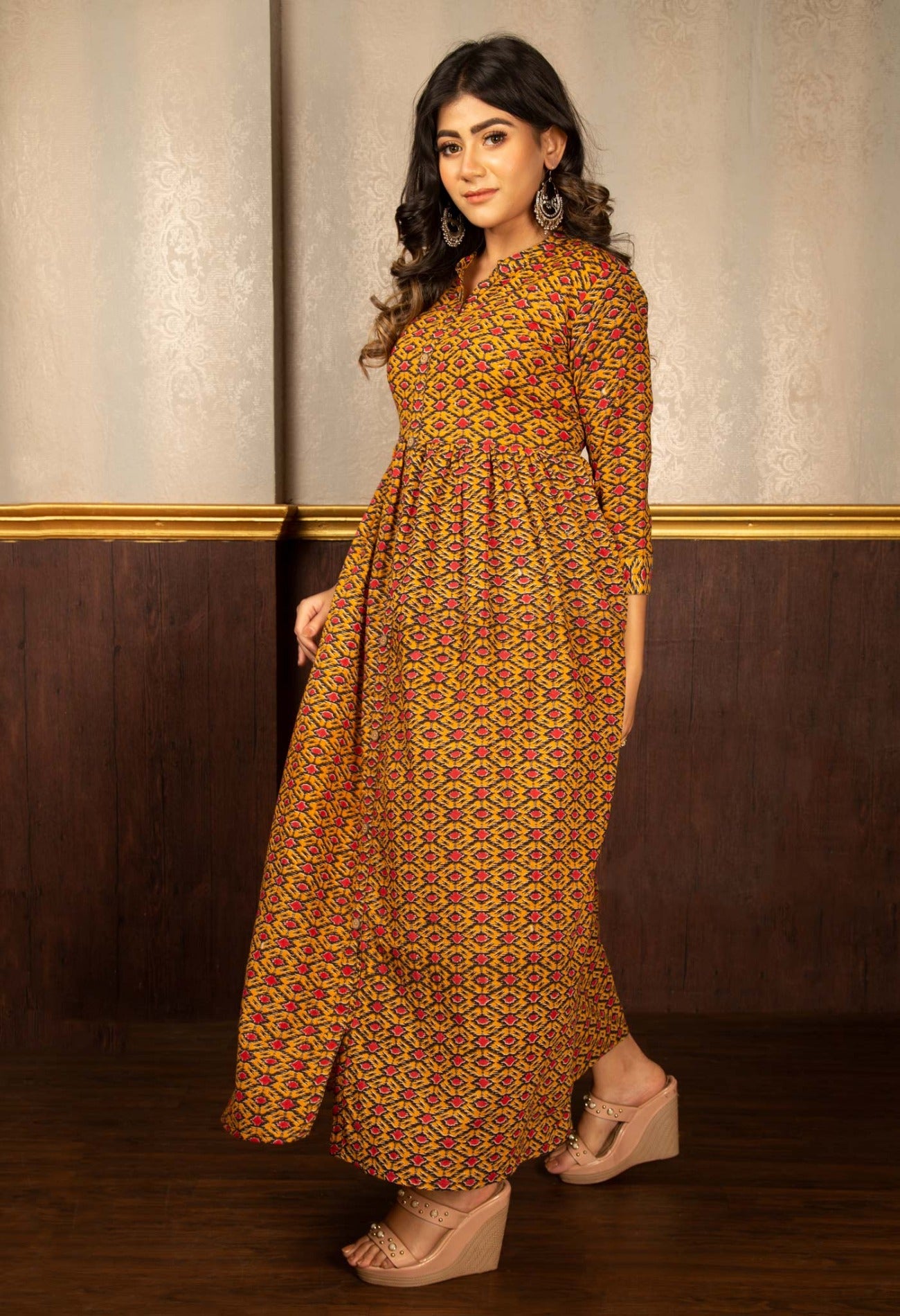 Multi Pure Ikat Cotton Long Kurta-PKK1848