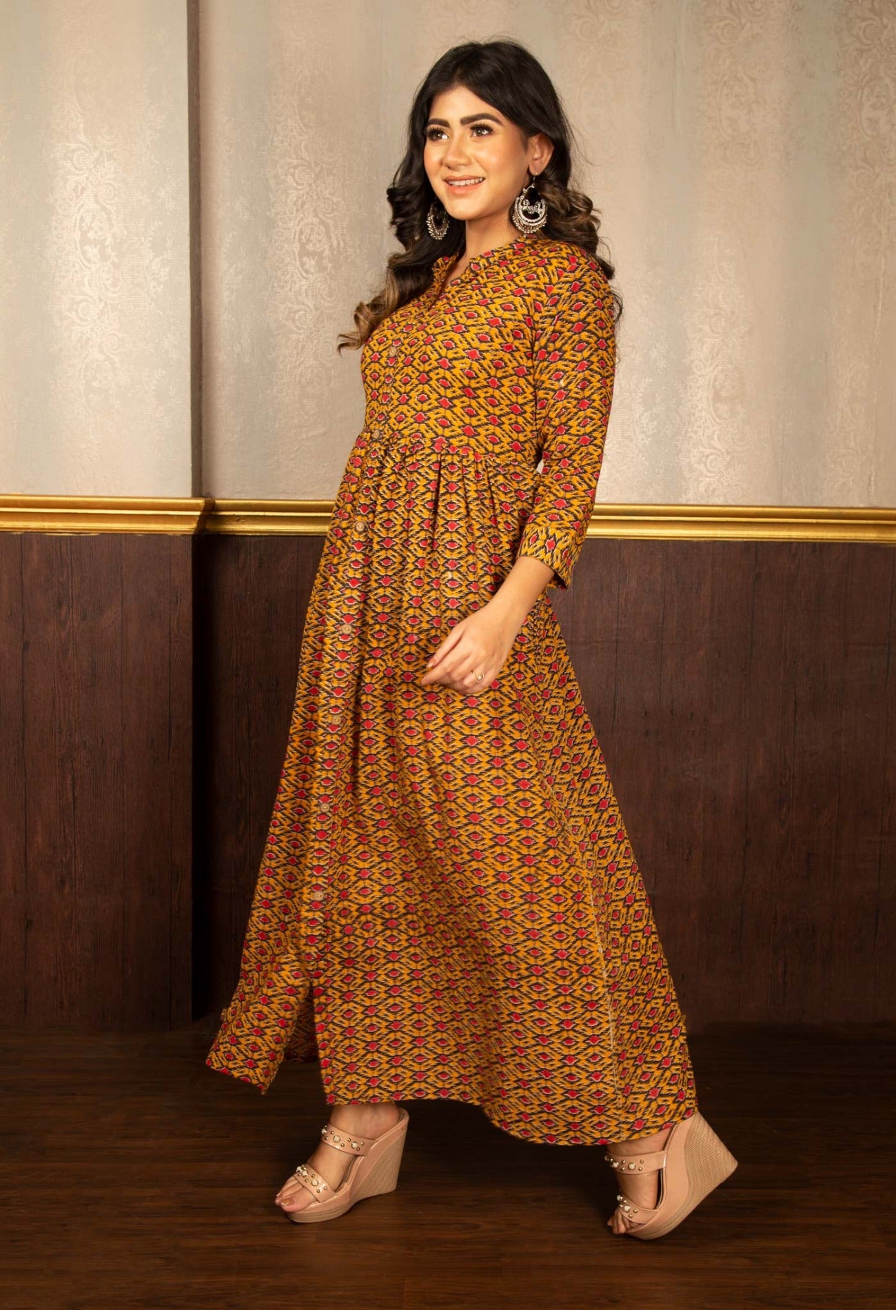 Multi Pure Ikat Cotton Long Kurta-PKK1848