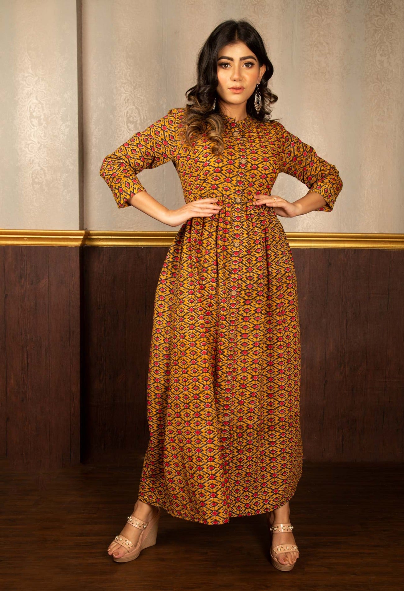 Multi Pure Ikat Cotton Long Kurta-PKK1848