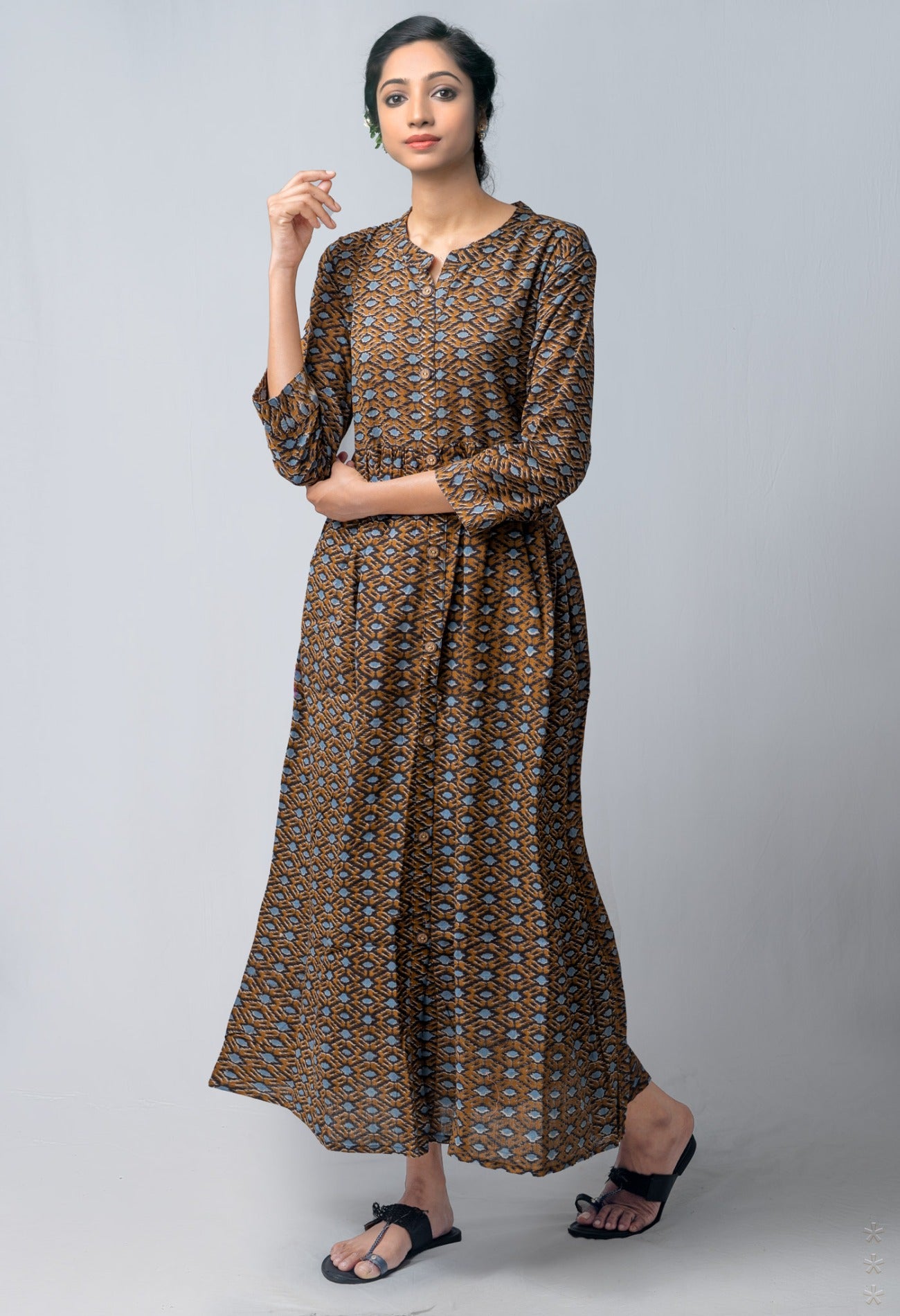 Multi Pure Ikat Cotton Long Kurta-PKK1850