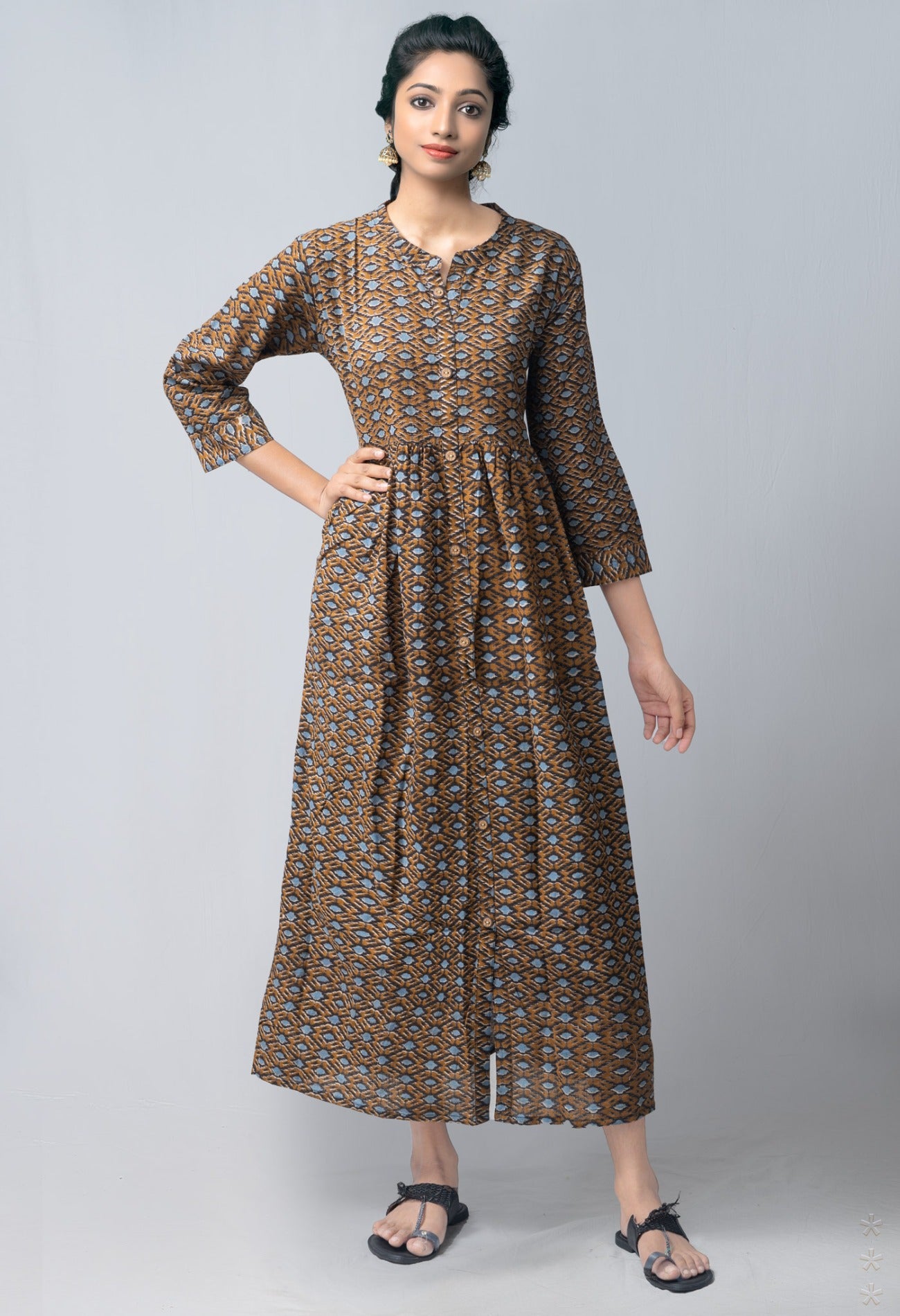 Multi Pure Ikat Cotton Long Kurta-PKK1850