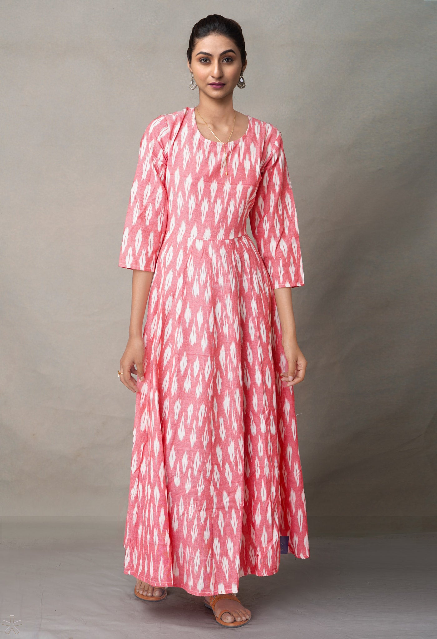 Pink Pure Ikat Cotton Long Kurta-PKK1888