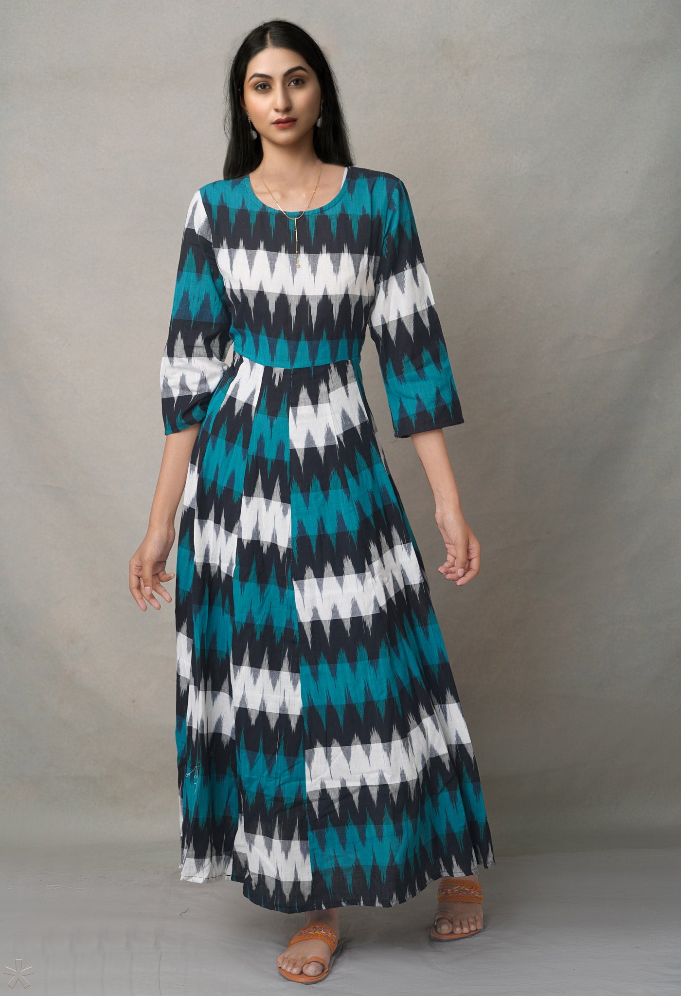 Multi Pure Ikat  Cotton Long Kurta-PKK1895