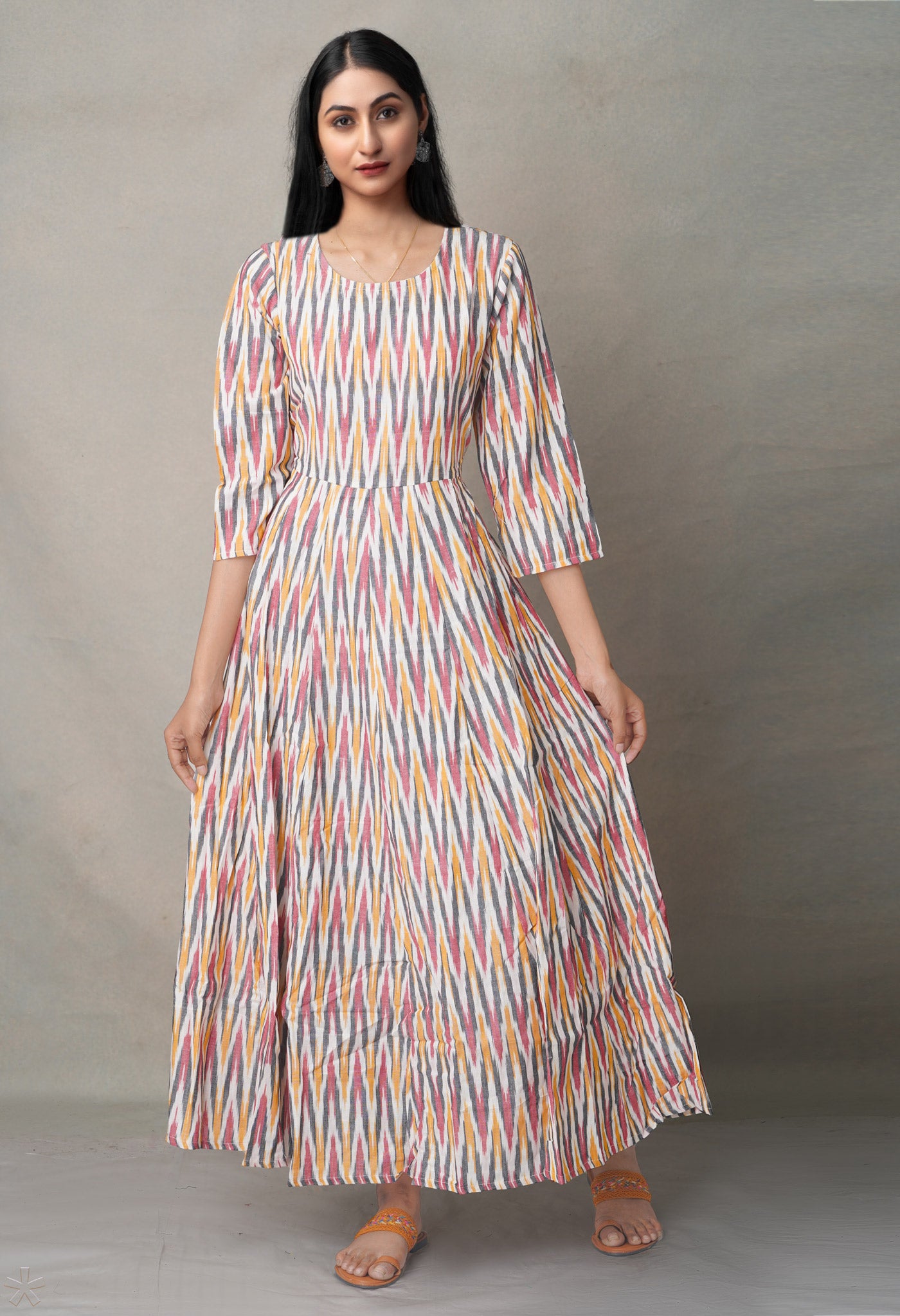 Multi Pure Ikat  Cotton Long Kurta-PKK1899