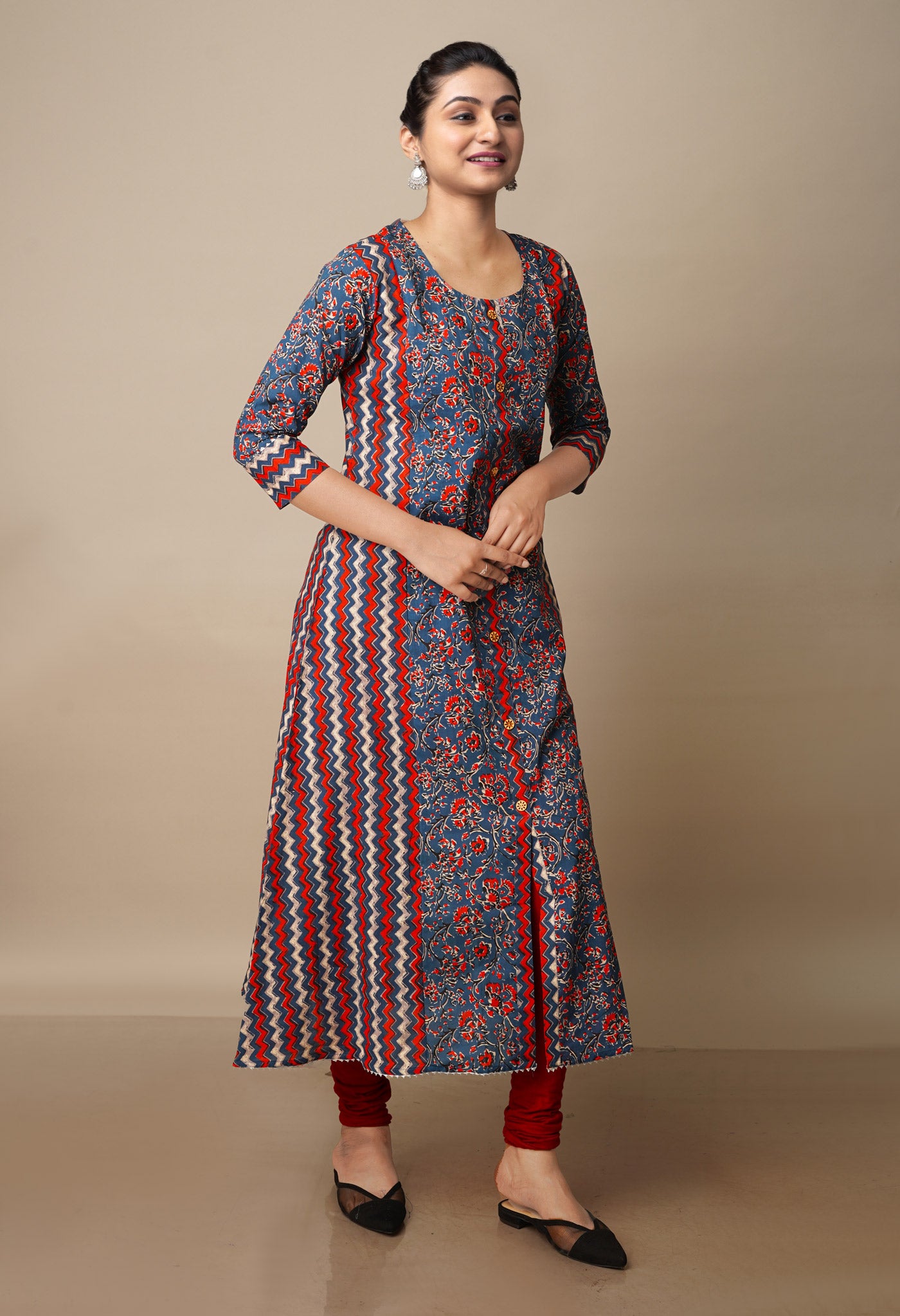 Blue Pure Ajrakh Floral Cotton Kurta-PKK1900